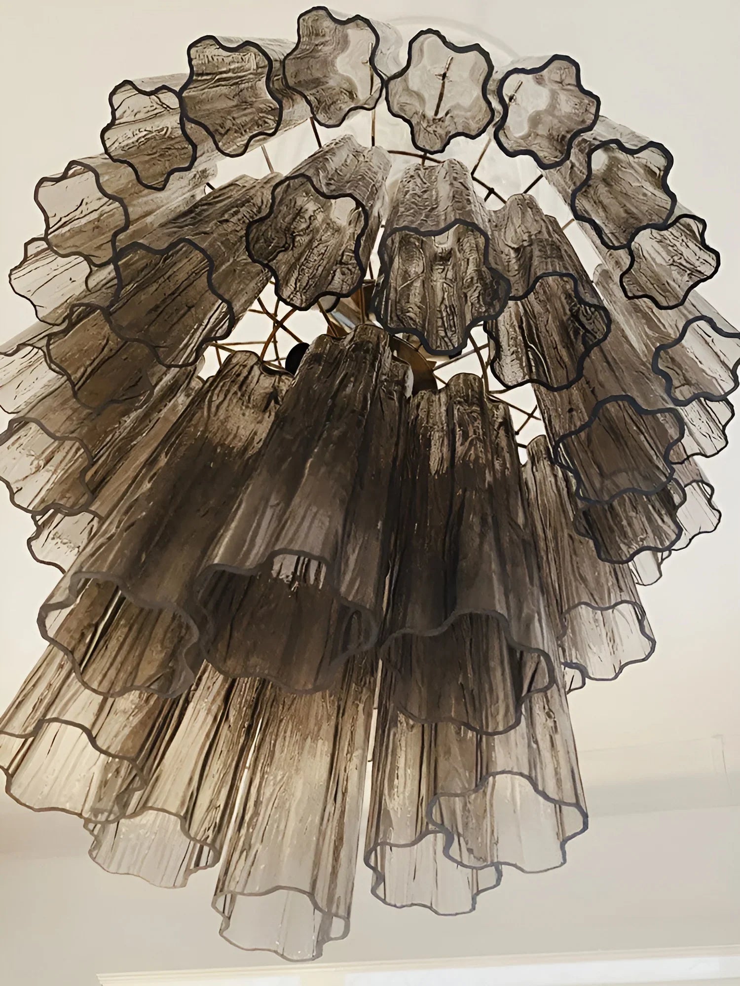 Elegant Smoke Murano Glass Tube Chandelier 25.6"