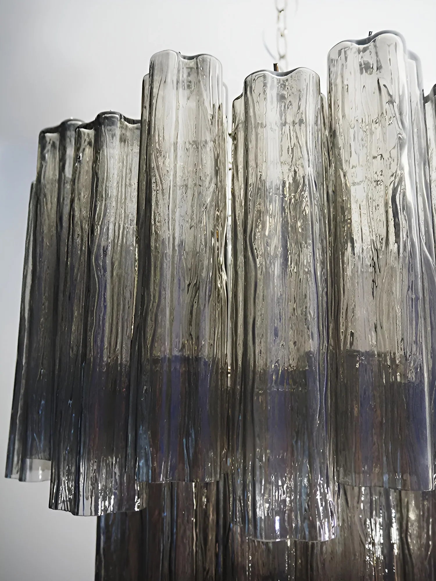 Elegant Smoke Murano Glass Tube Chandelier 25.6"