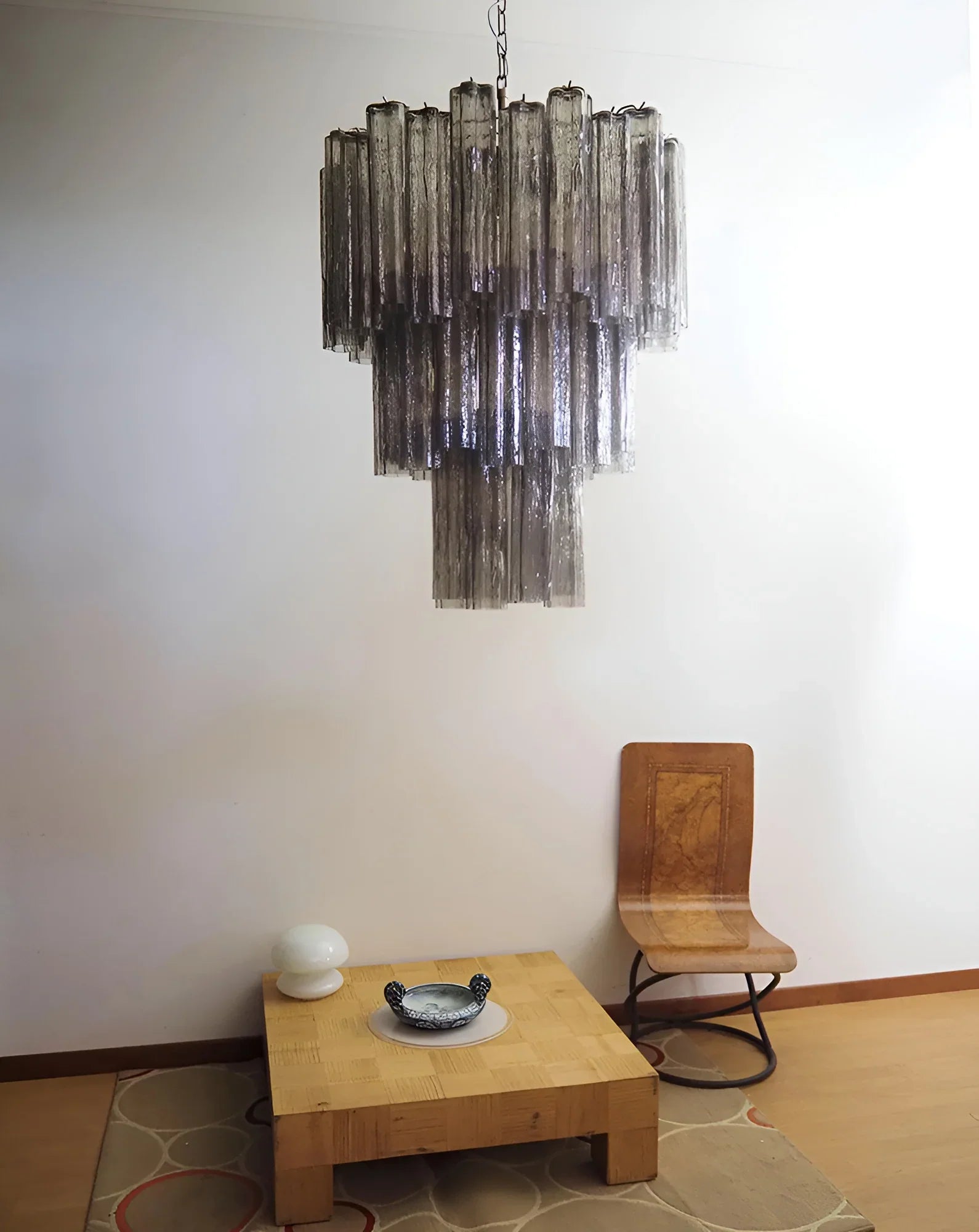 Elegant Smoke Murano Glass Tube Chandelier 25.6"