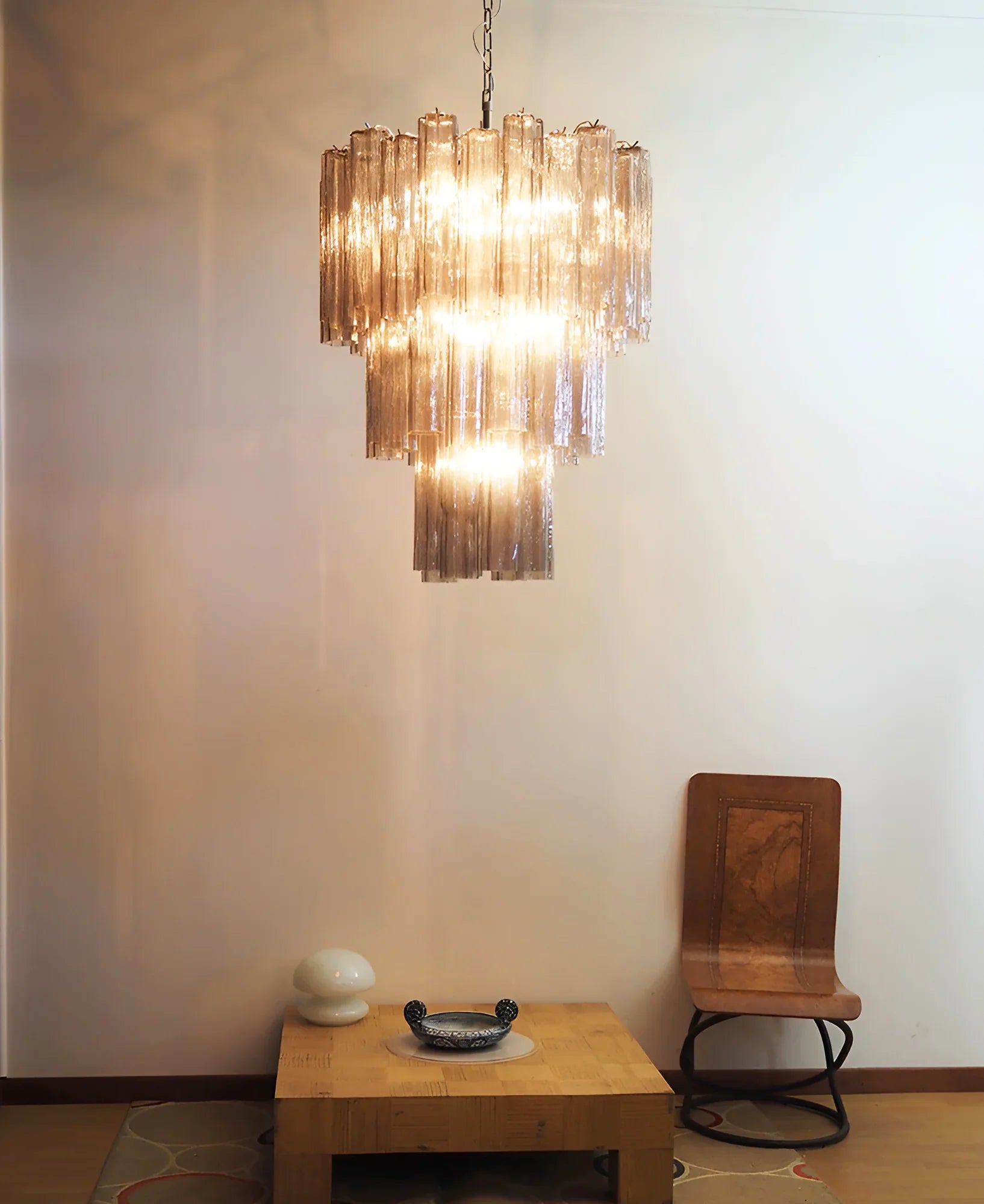 Elegant Smoke Murano Glass Tube Chandelier 25.6"