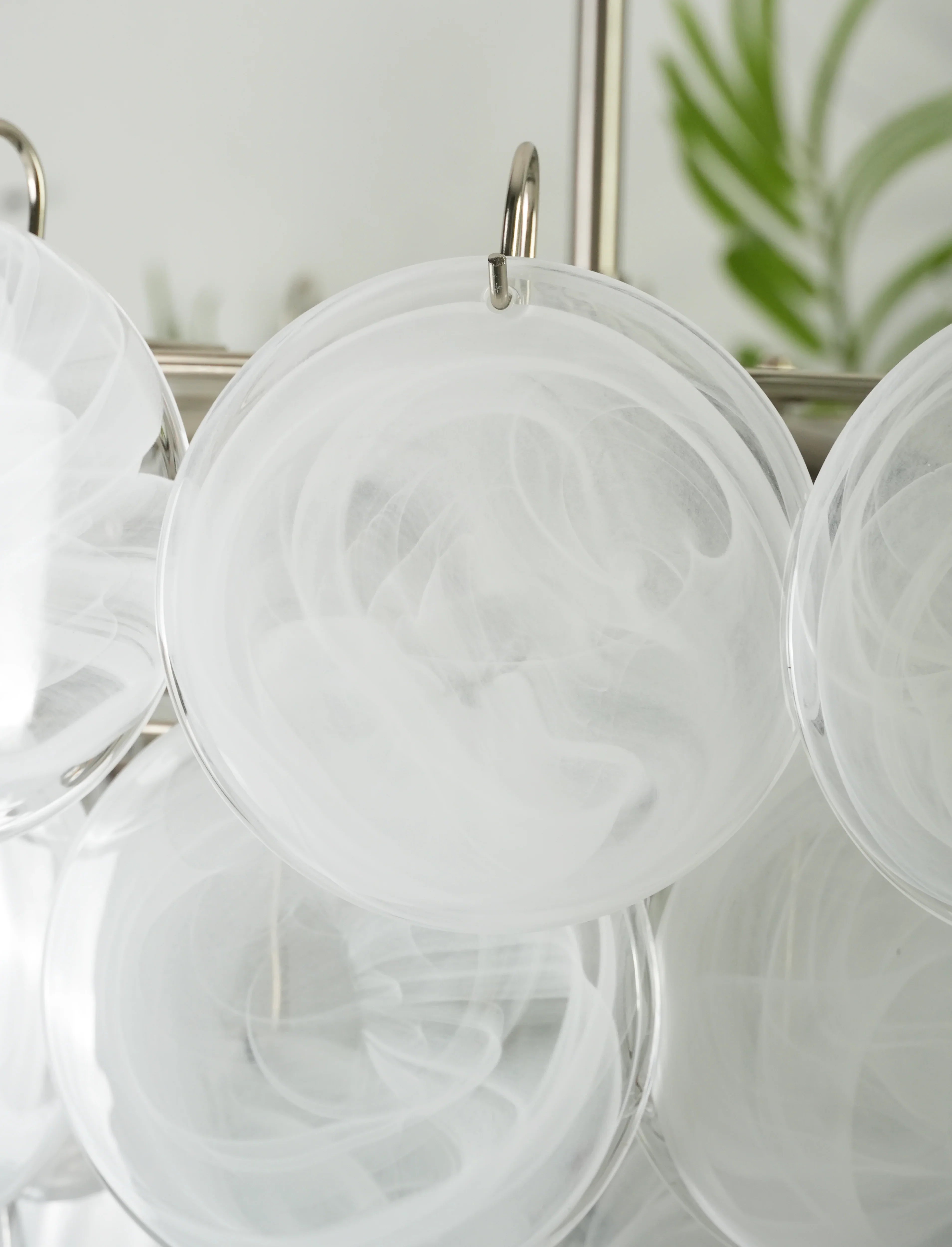 Elegant White Murano Disc Chandelier 27.6"