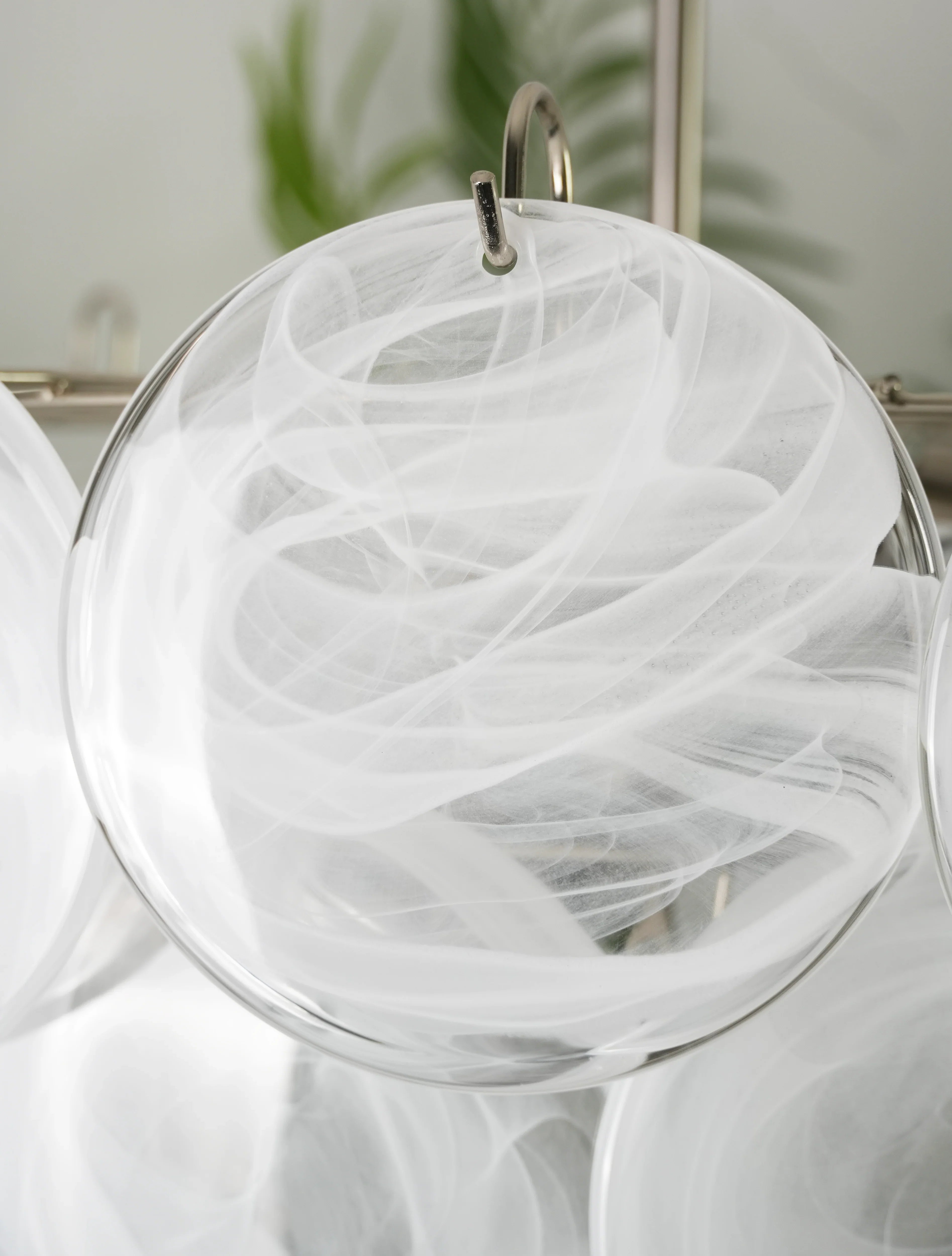 Elegant White Murano Disc Chandelier 27.6"