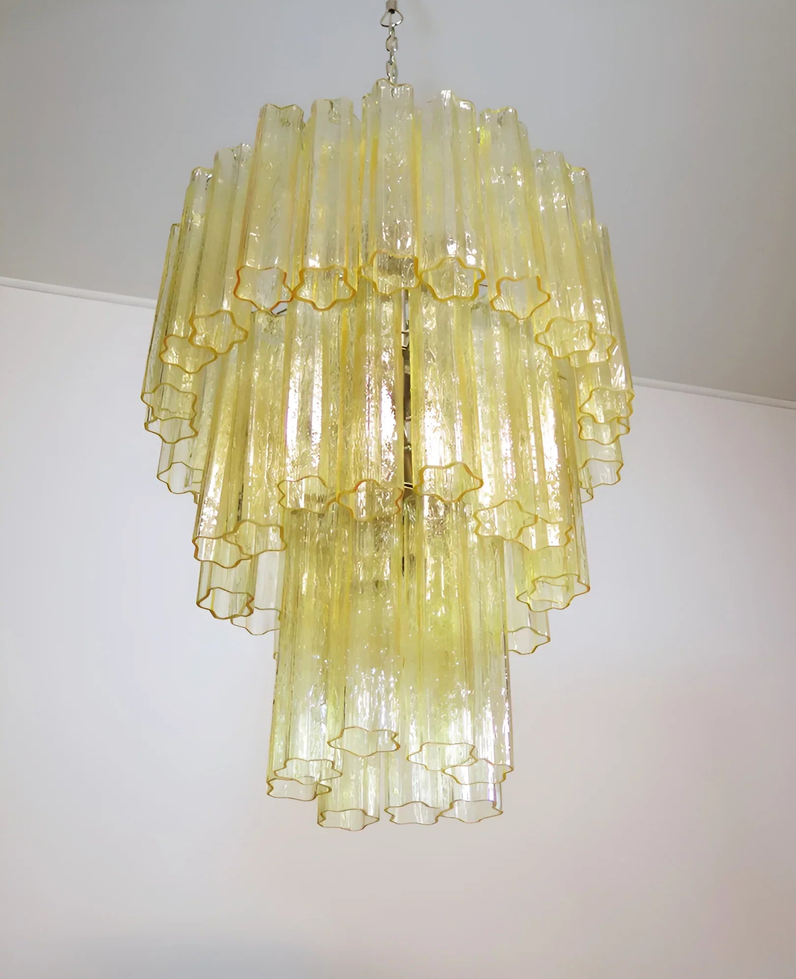 Elegant Yellow Murano Glass Tube Chandelier 25.6"