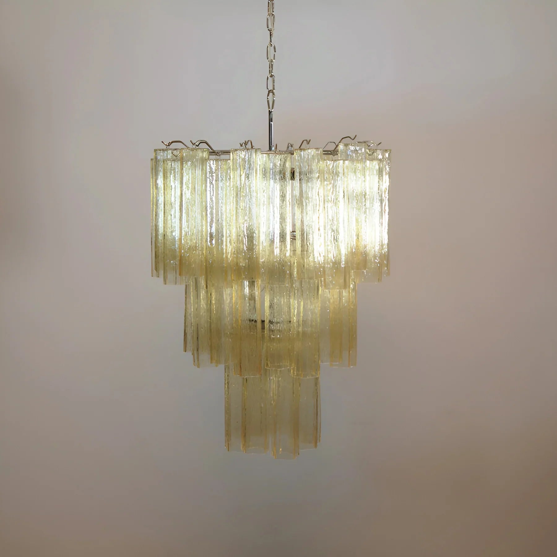 Elegant Yellow Murano Glass Tube Chandelier 25.6"