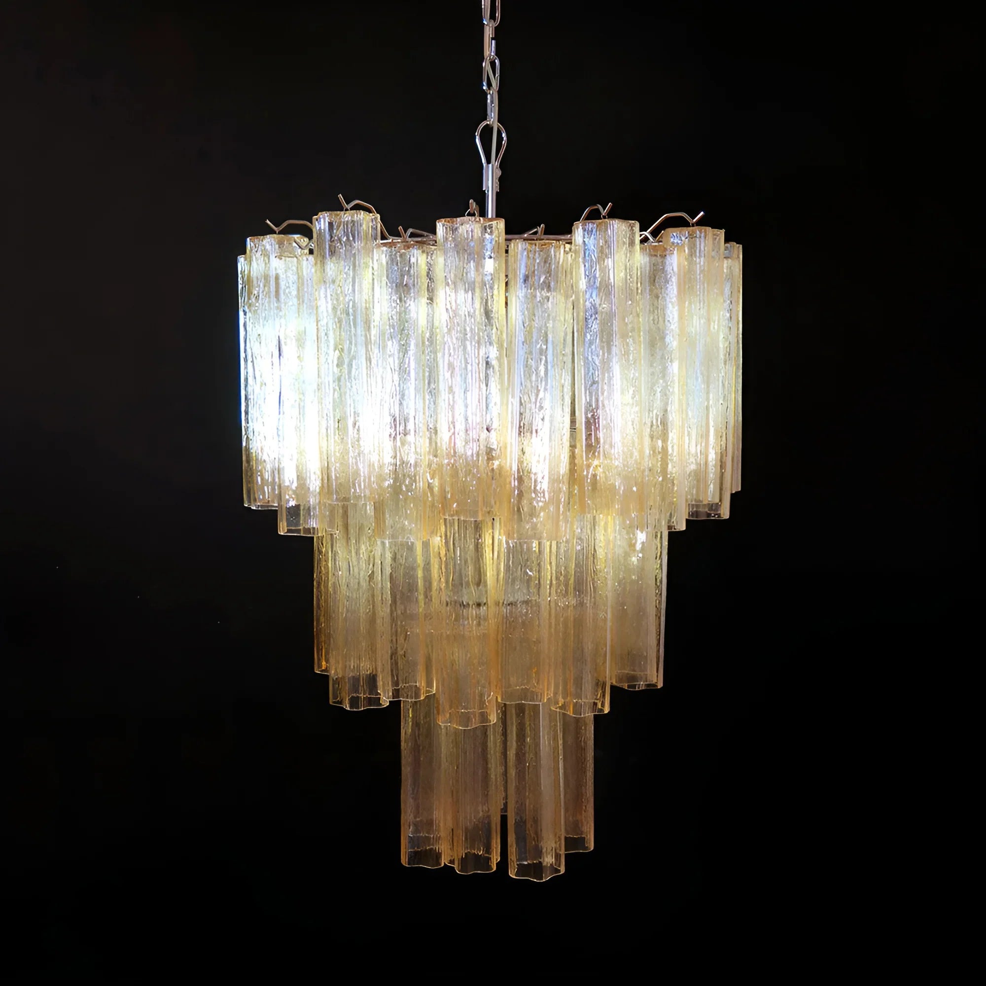 Elegant Yellow Murano Glass Tube Chandelier 25.6"