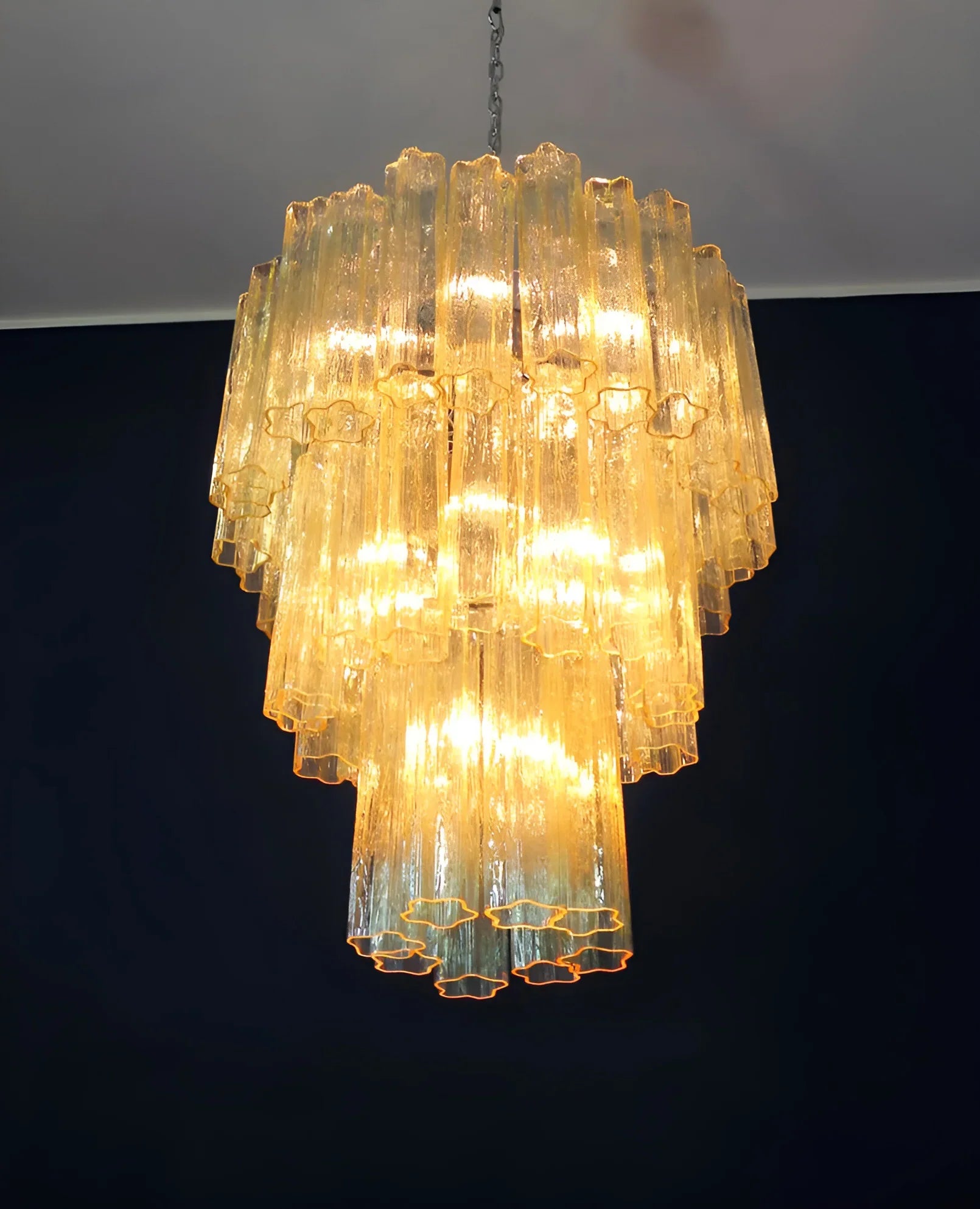 Elegant Yellow Murano Glass Tube Chandelier 25.6"