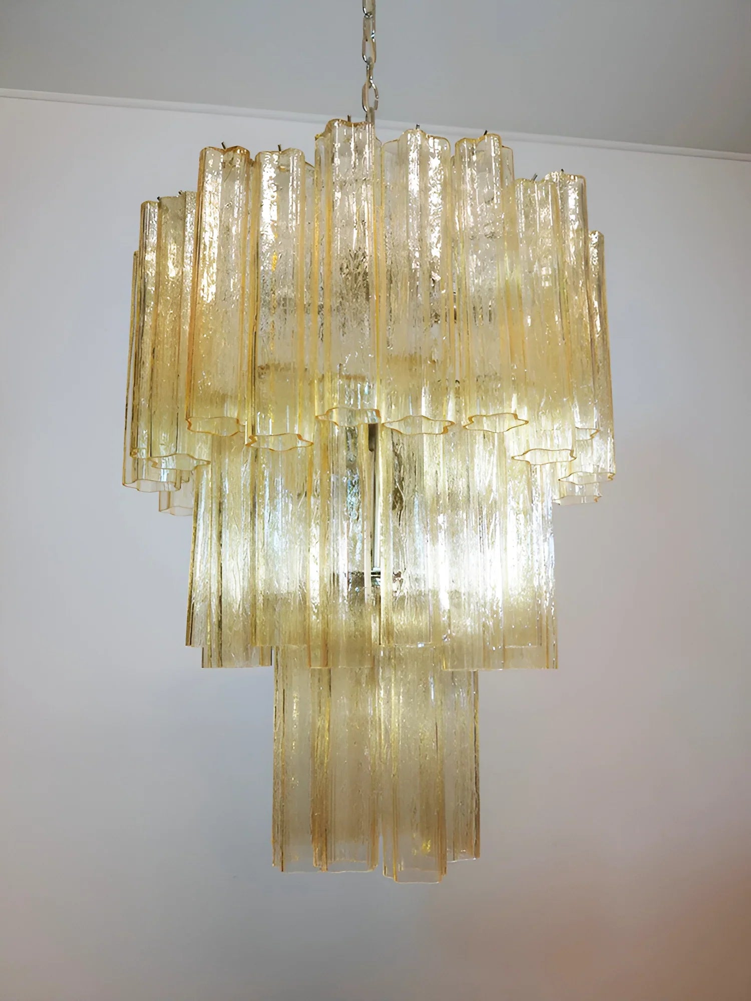 Elegant Yellow Murano Glass Tube Chandelier 25.6"