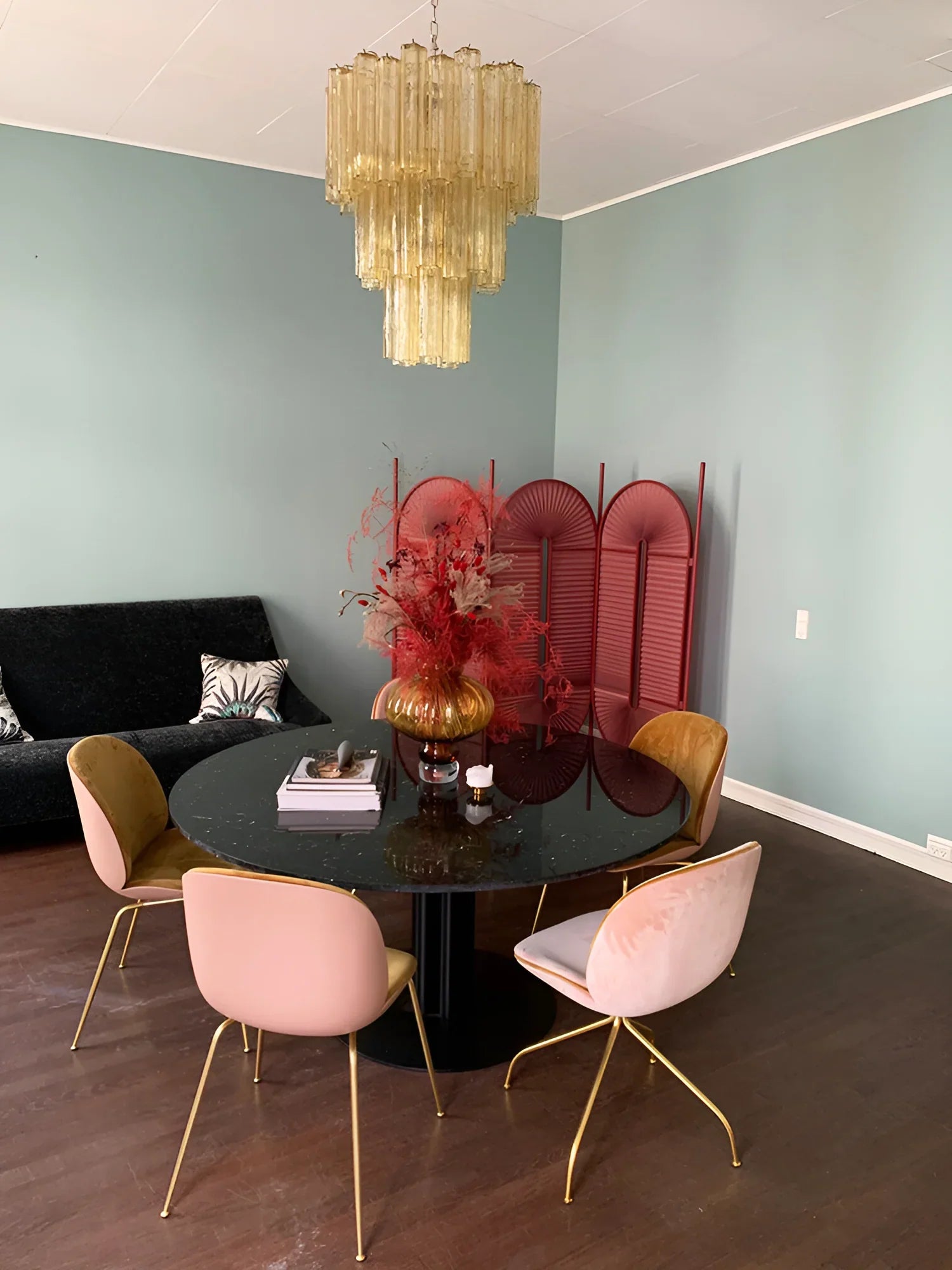 Elegant Yellow Murano Glass Tube Chandelier 25.6"