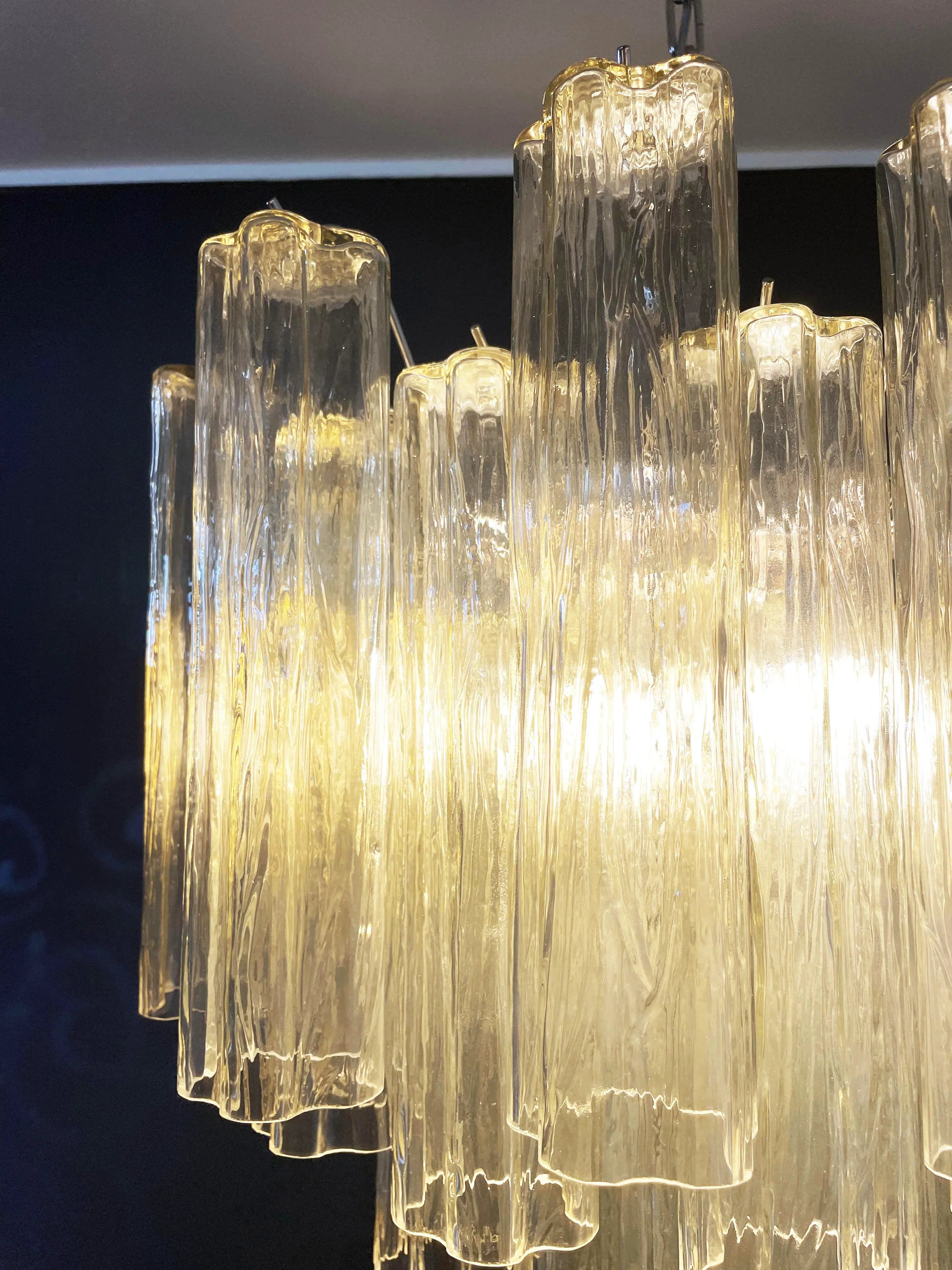 Fantastic Murano Amber Glass Tube Chandelier 22.8"