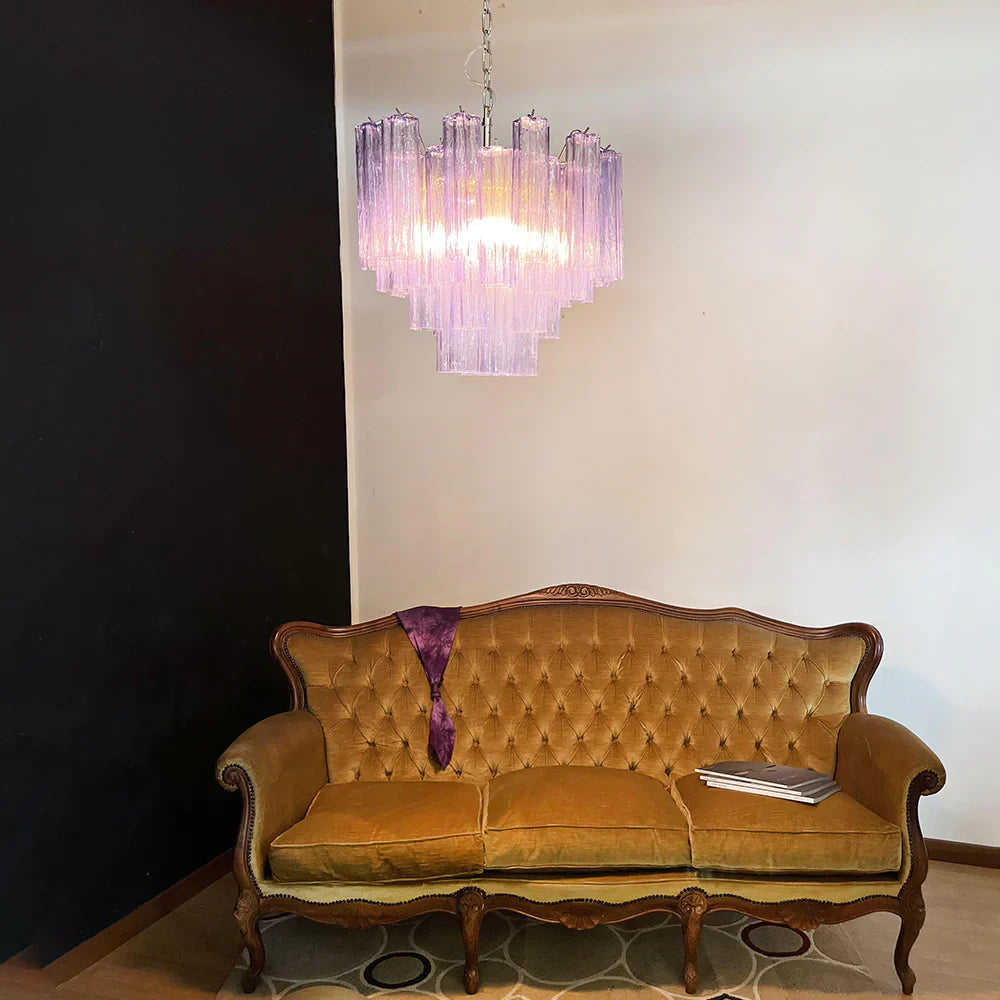 Fantastic Murano Amethyst Glass Tube Chandelier 22.8"