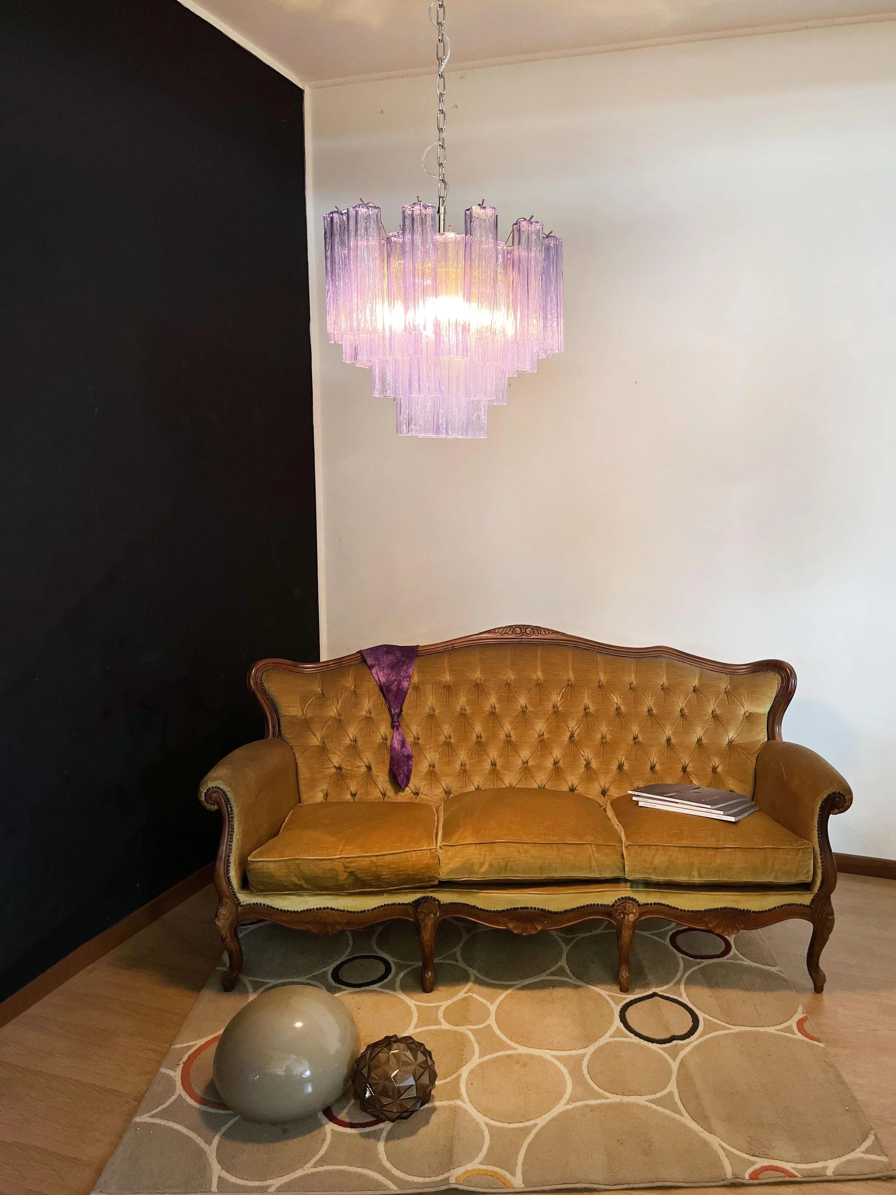 Fantastic Murano Amethyst Glass Tube Chandelier 22.8"