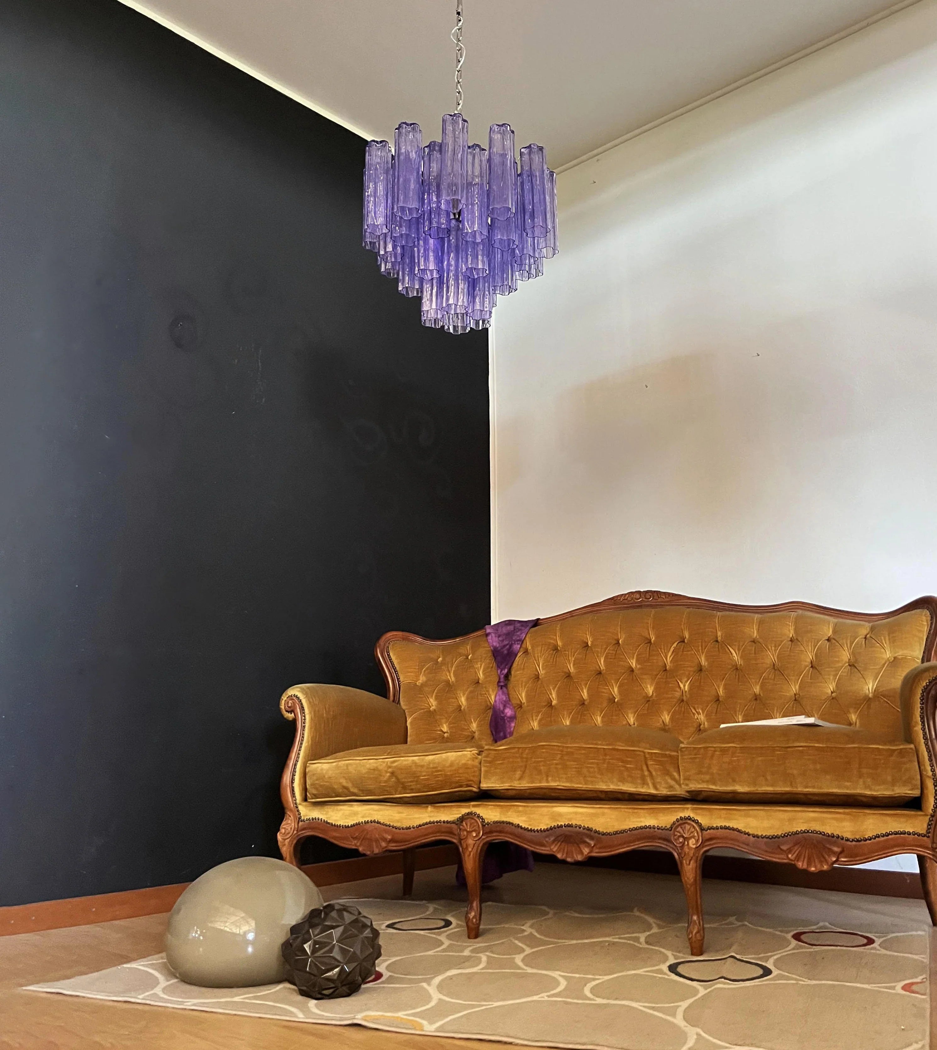 Fantastic Murano Amethyst Glass Tube Chandelier 22.8"