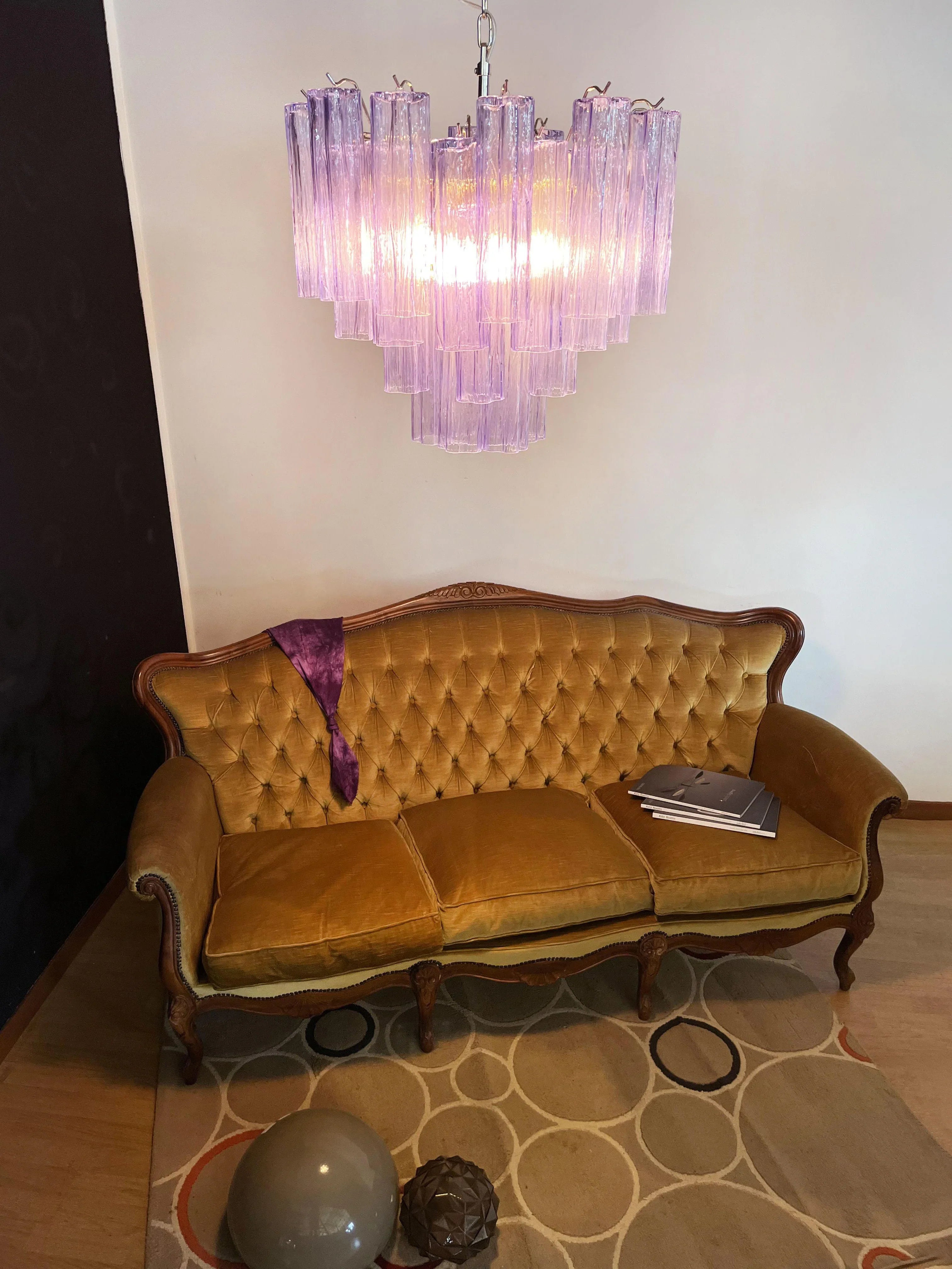 Fantastic Murano Amethyst Glass Tube Chandelier 22.8"