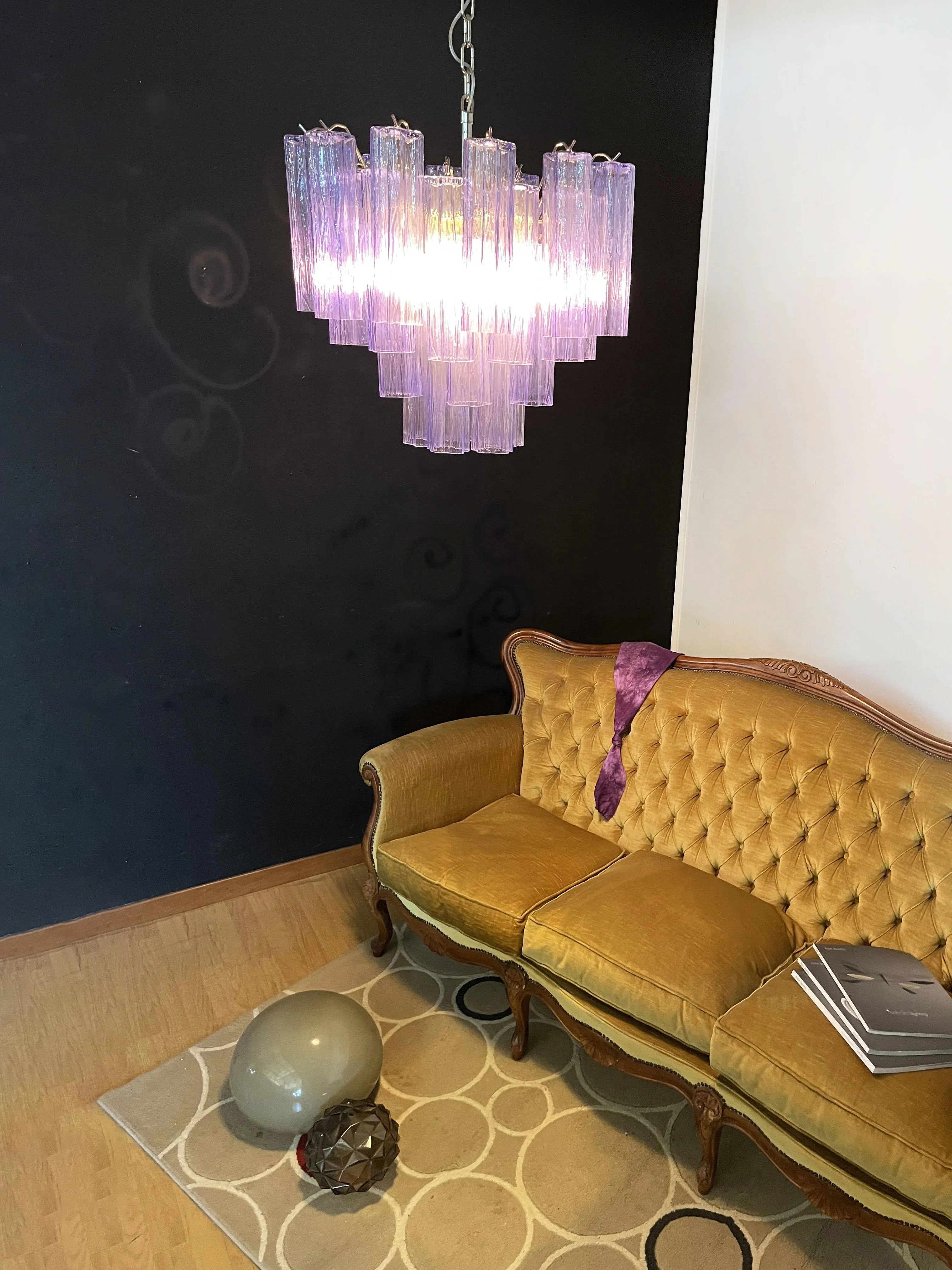 Fantastic Murano Amethyst Glass Tube Chandelier 22.8"