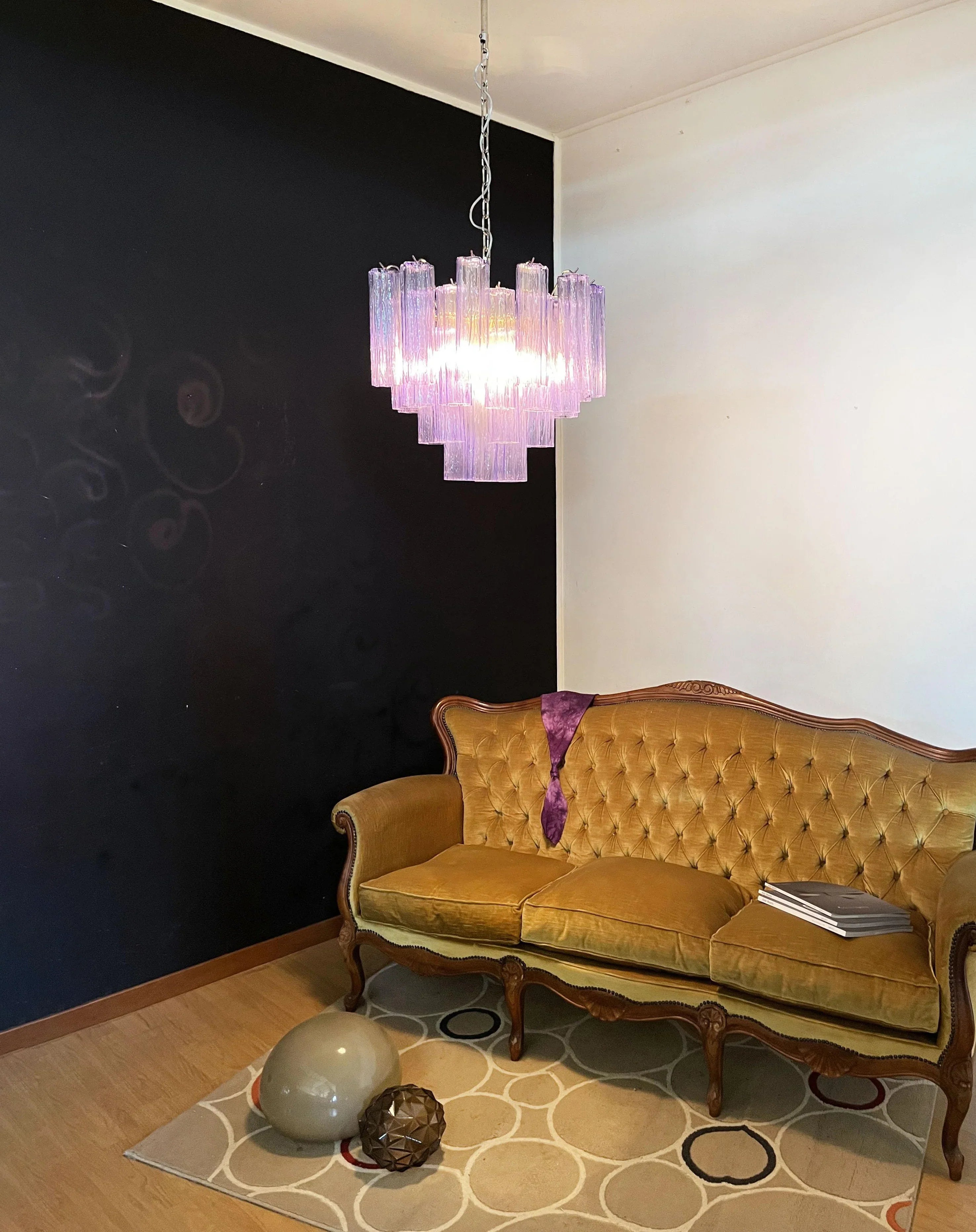 Fantastic Murano Amethyst Glass Tube Chandelier 22.8"