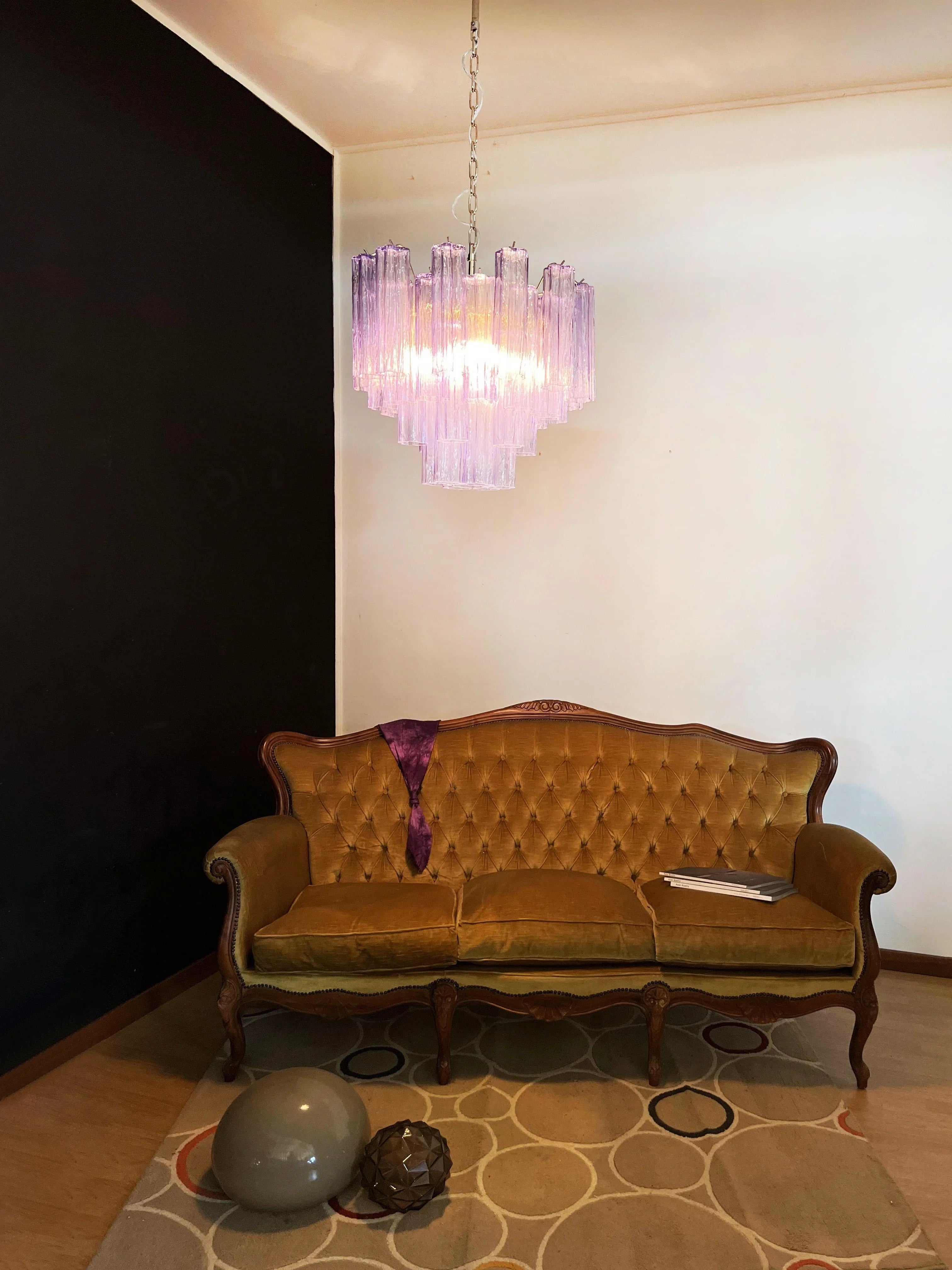 Fantastic Murano Amethyst Glass Tube Chandelier 22.8"