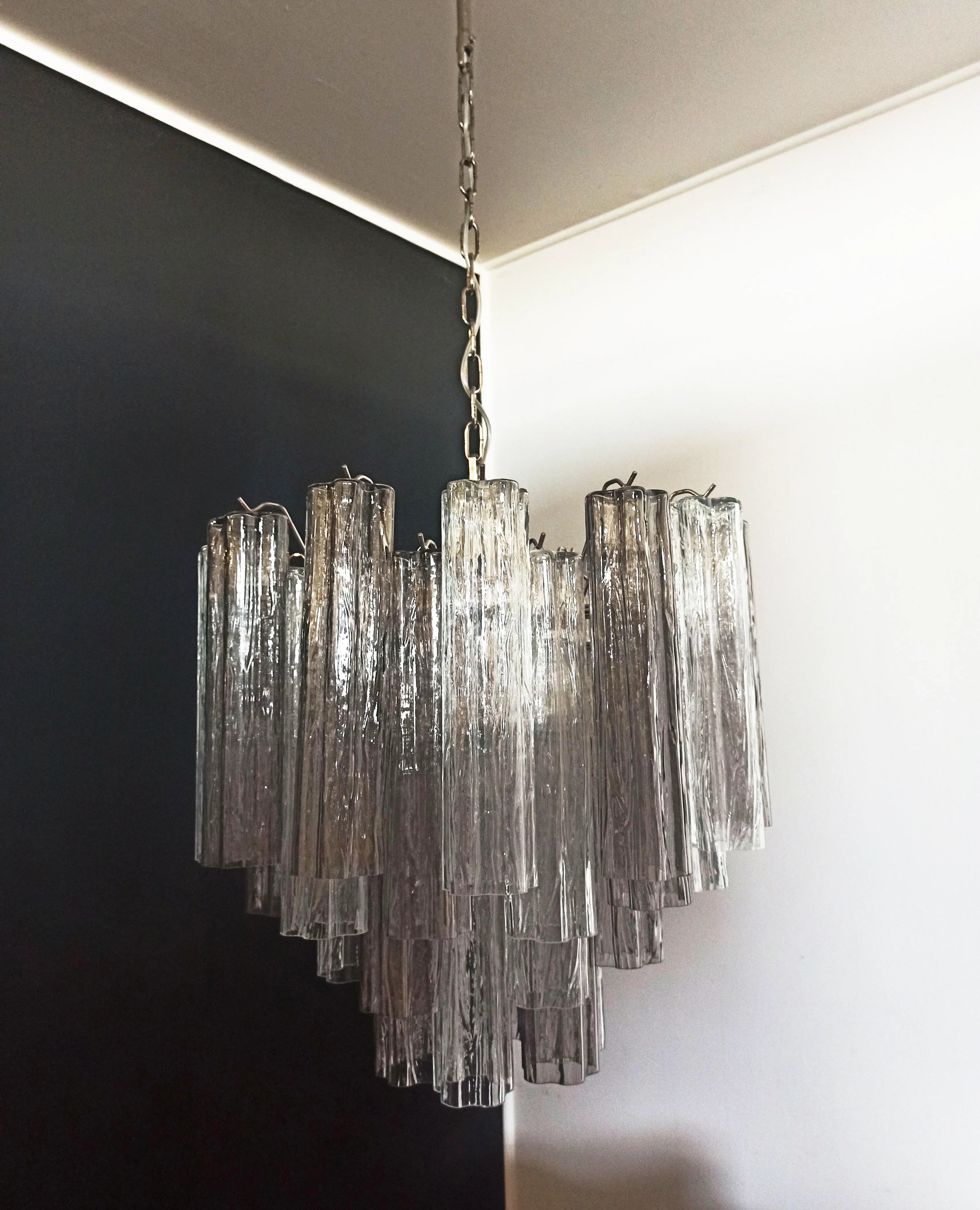 Fantastic Murano Smoked Glass Tube Chandelier 22.8"