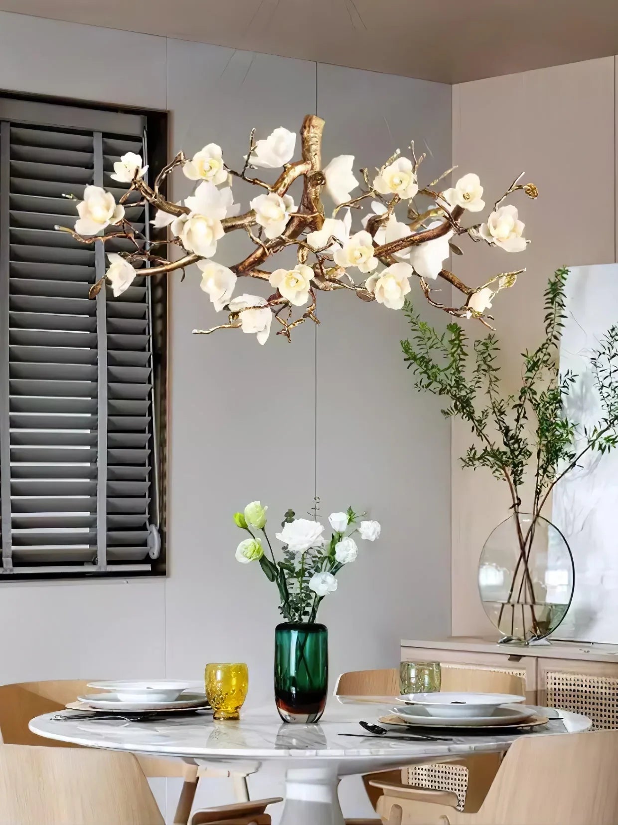 Flora Flower Bloom Branch Brass Chandelier