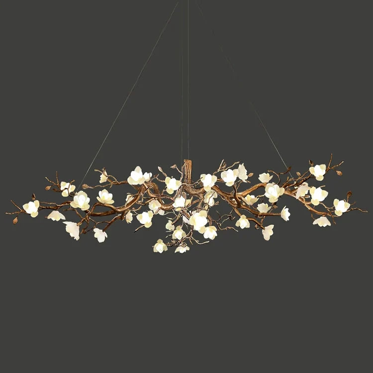 Flora Flower Bloom Branch Brass Chandelier
