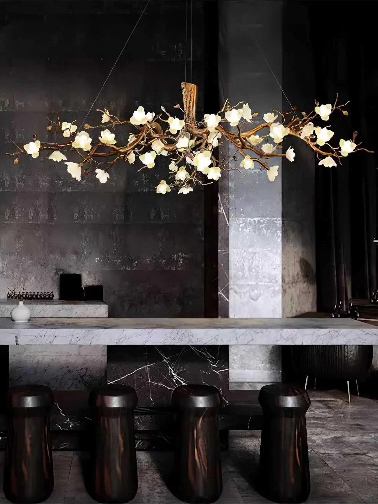 Flora Flower Bloom Branch Brass Chandelier