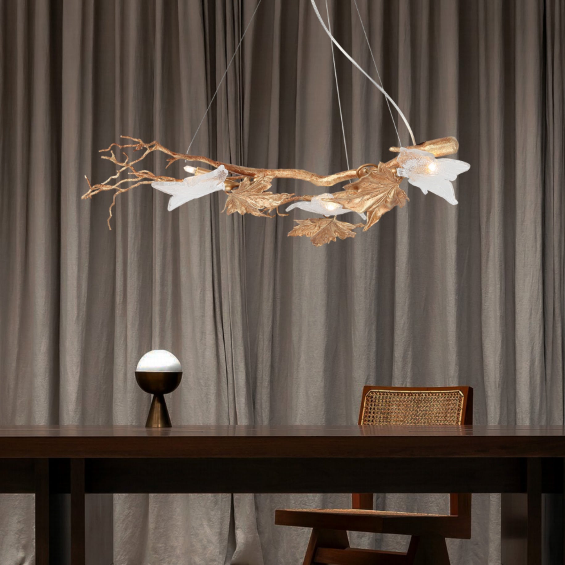 Flora Leaf Branch Brass Chandelier