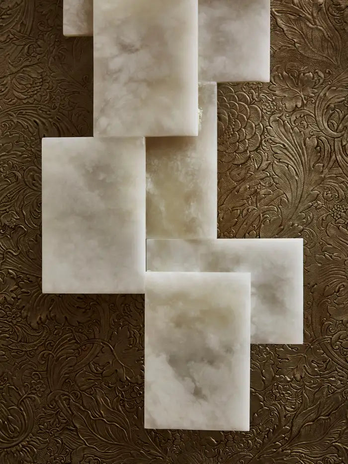 Alabaster Long Brass Wall Sconces