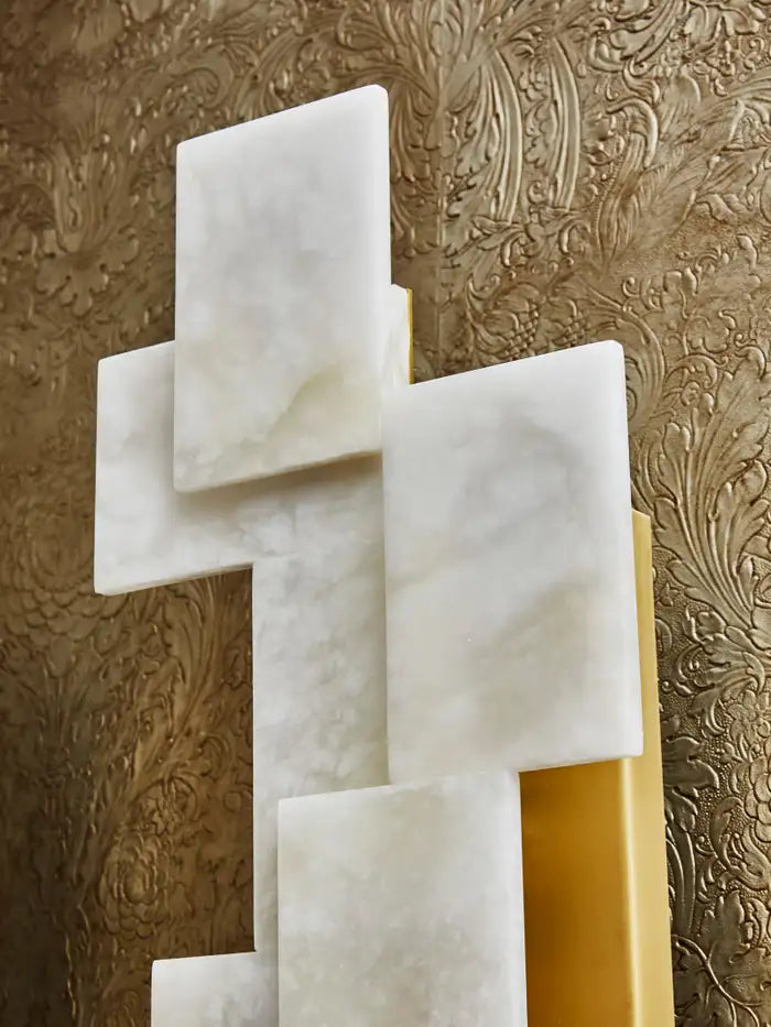 Alabaster Long Brass Wall Sconces