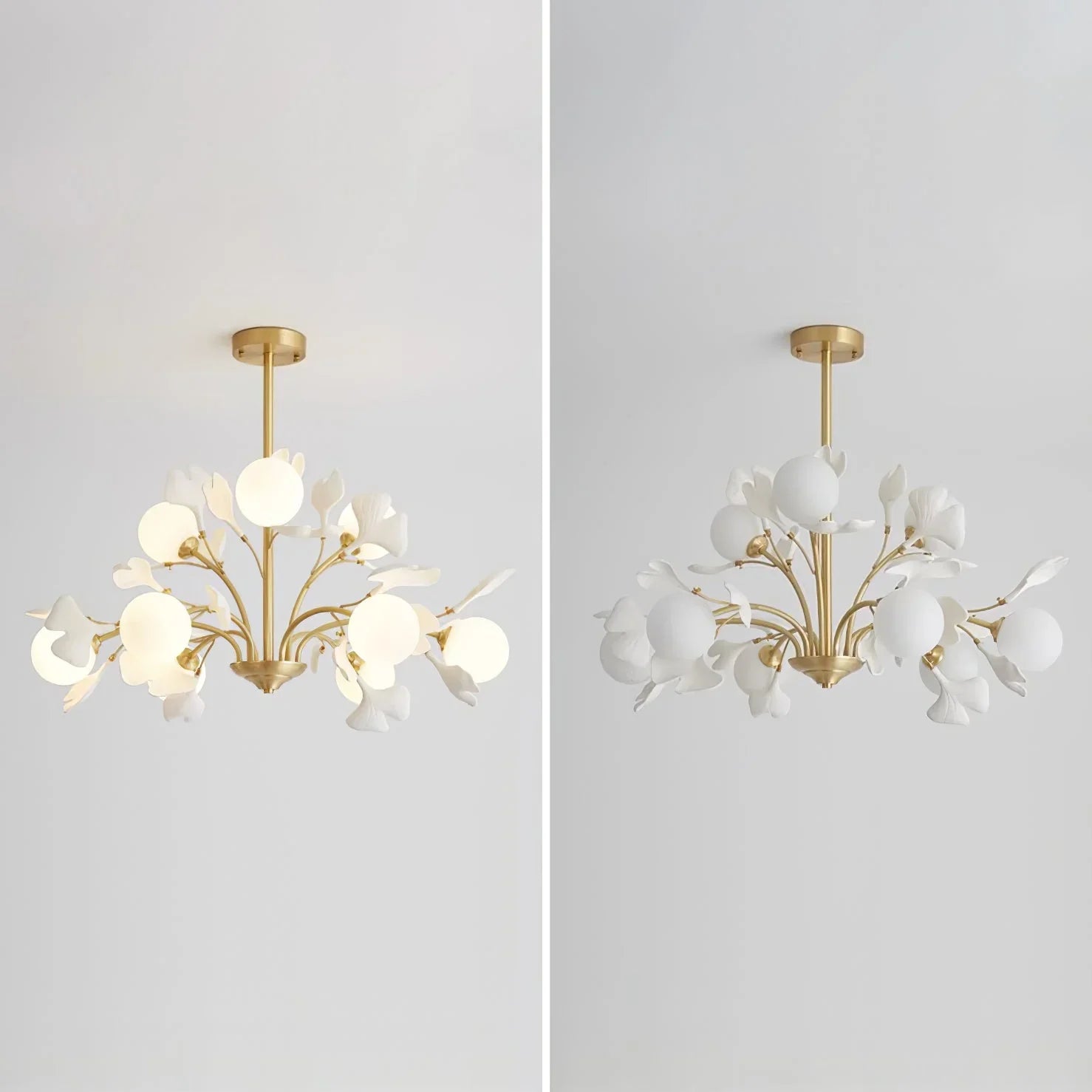 Twilight Branches Ceramic Gingko Chandelier