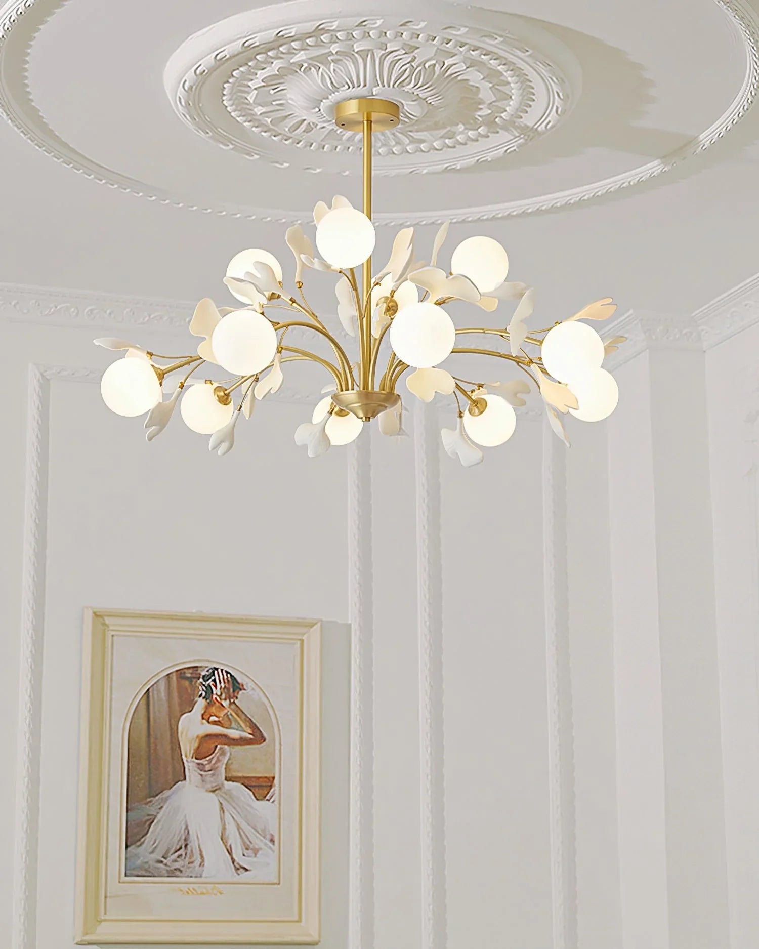 Twilight Branches Ceramic Gingko Chandelier