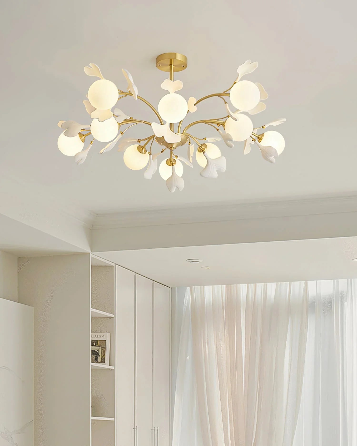 Twilight Branches Ceramic Gingko Chandelier