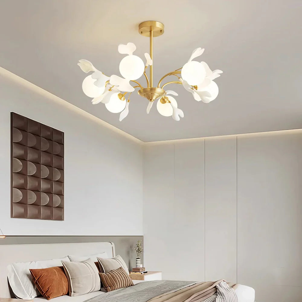 Twilight Branches Ceramic Gingko Chandelier