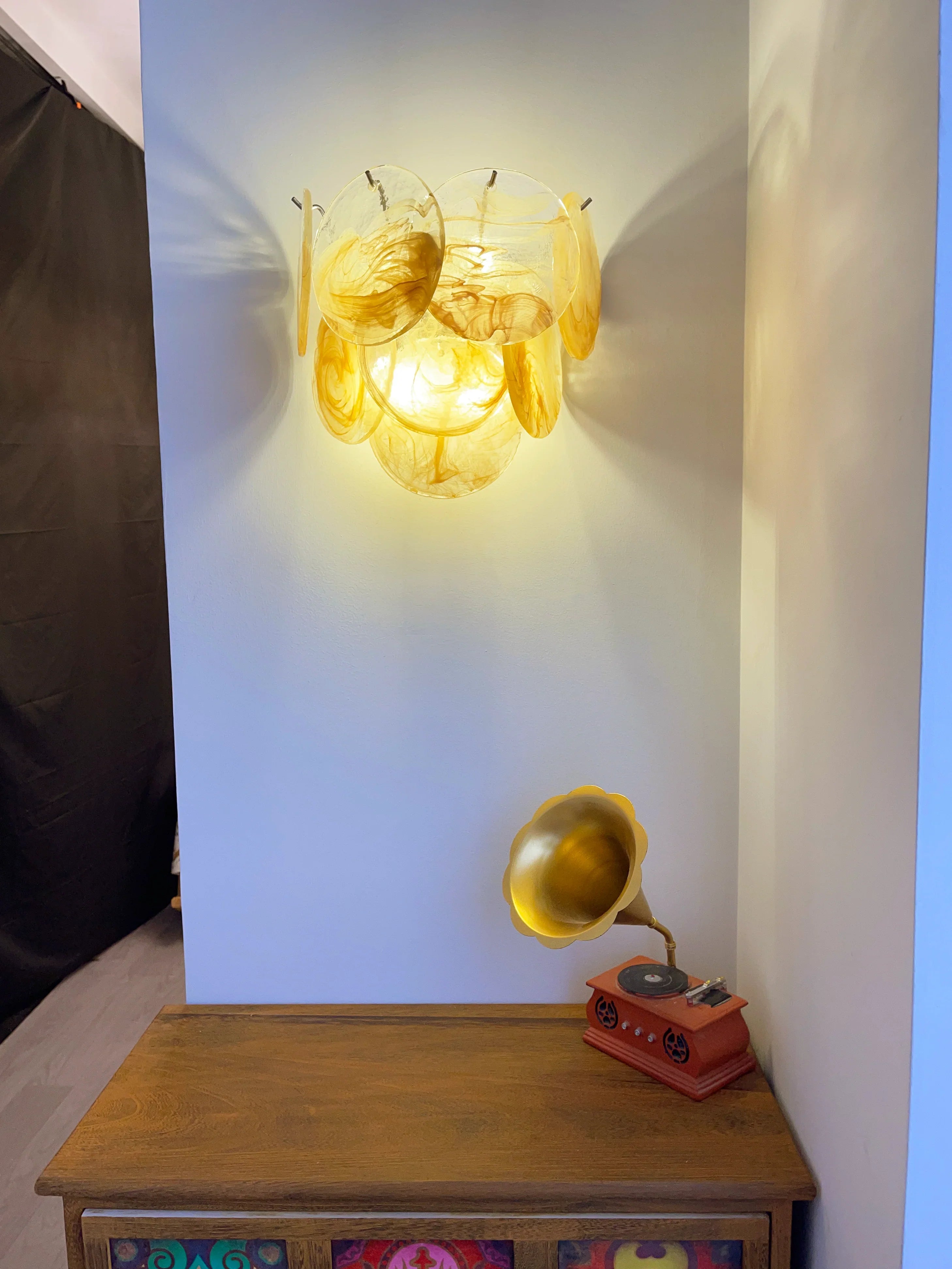 Gold Vintage Murano Glass Wall Lamp 13.4"