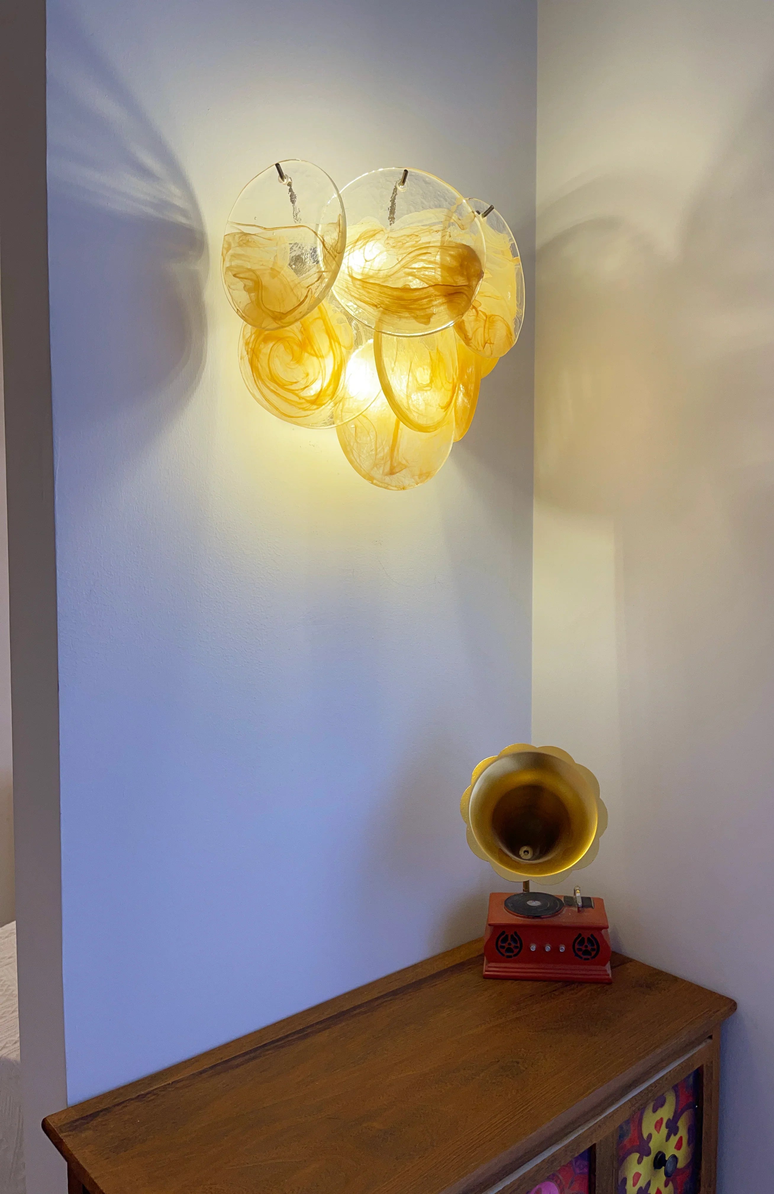 Gold Vintage Murano Glass Wall Lamp 13.4"
