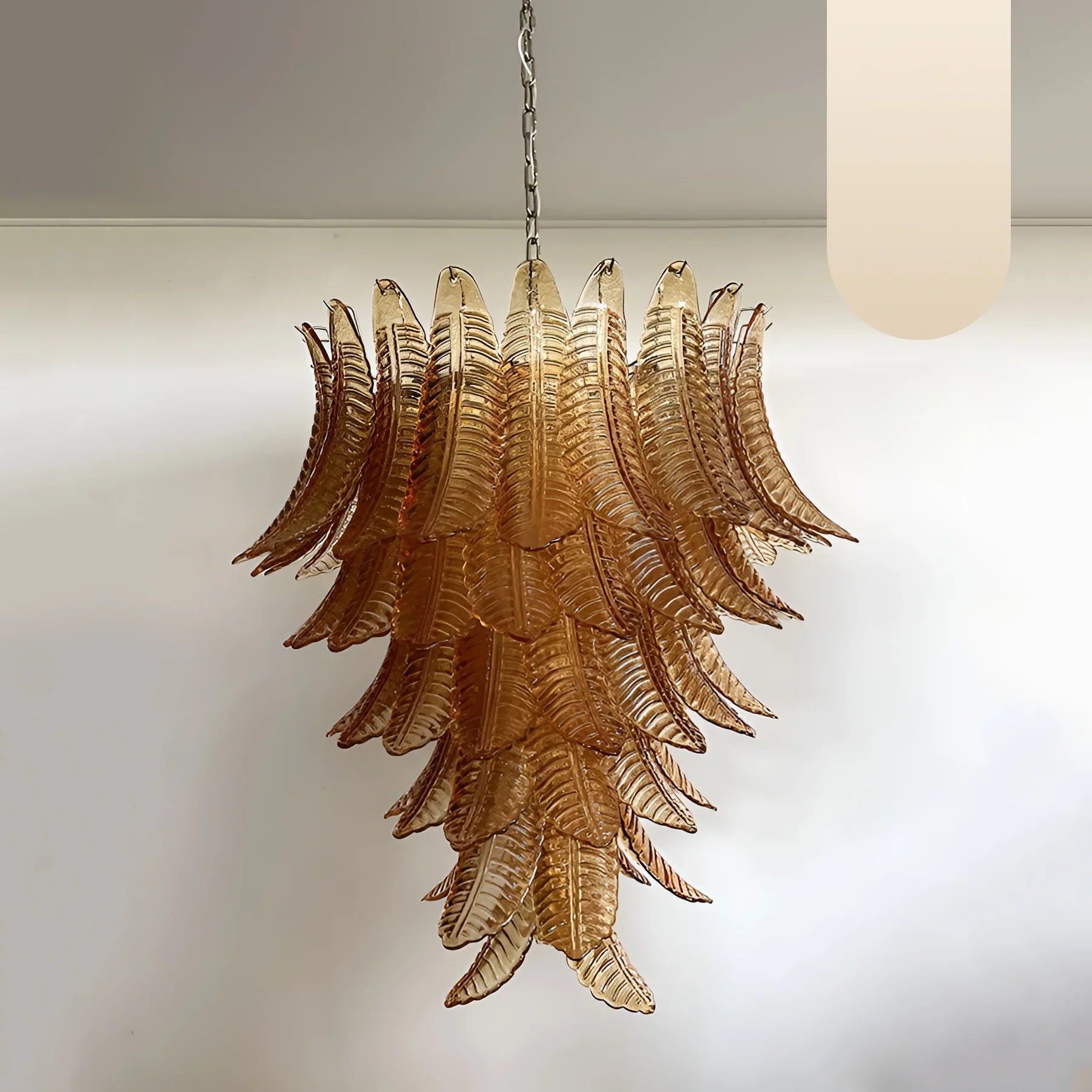 Gorgeous Murano Felci Amber Glass Chandelier 33.5"