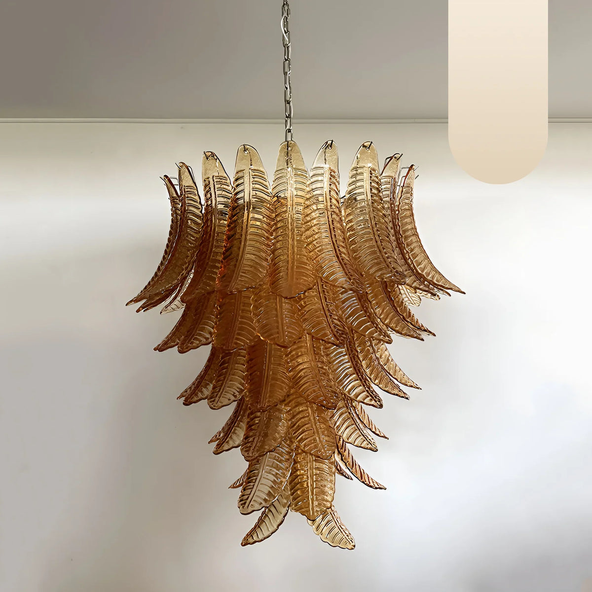 Gorgeous Murano Felci Amber Glass Chandelier 33.5"