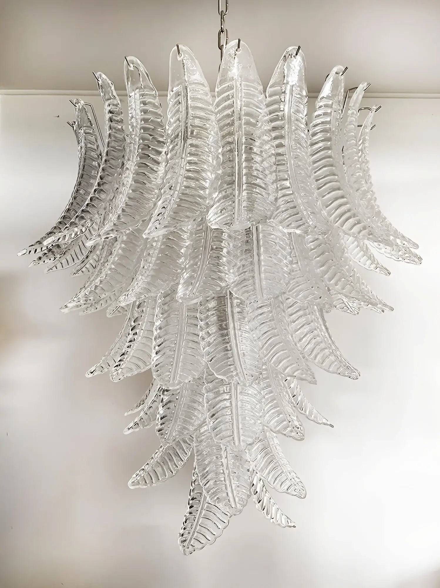 Gorgeous Murano Felci Transparent Glass Chandelier 33.5"