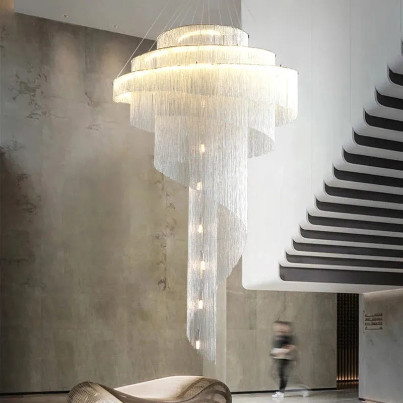Alisa Luxury Aluminum Chain Tassel Ring Multilayer Chandelier 47'' 59'' 67''H