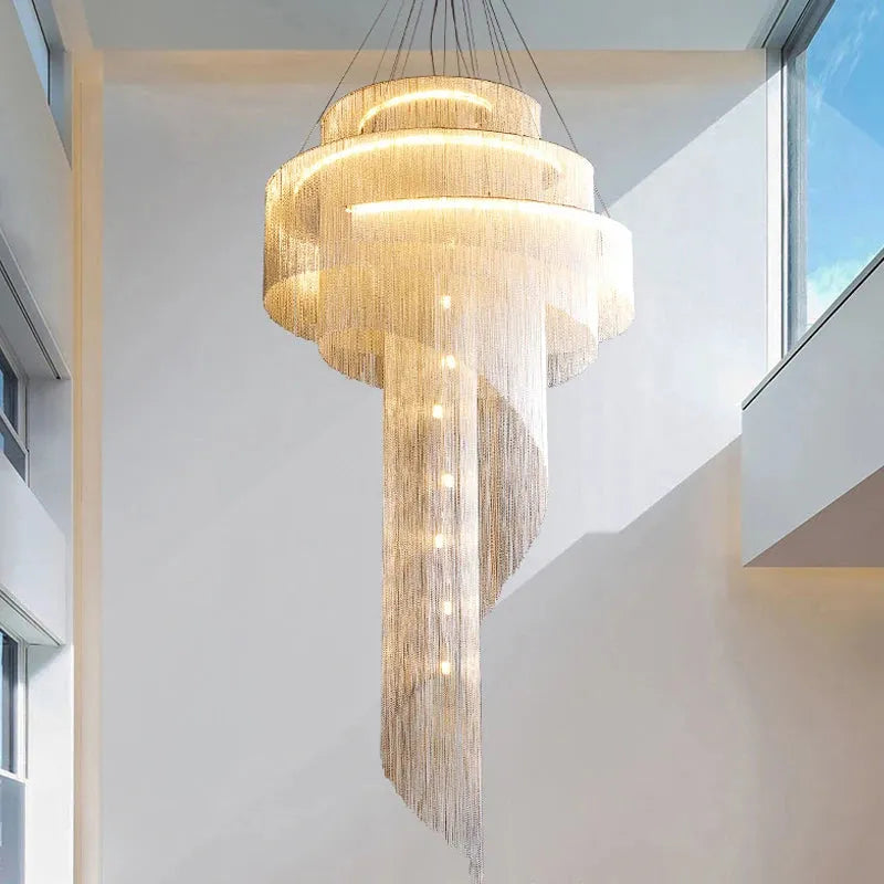 Alisa Luxury Aluminum Chain Tassel Ring Multilayer Chandelier 47'' 59'' 67''H