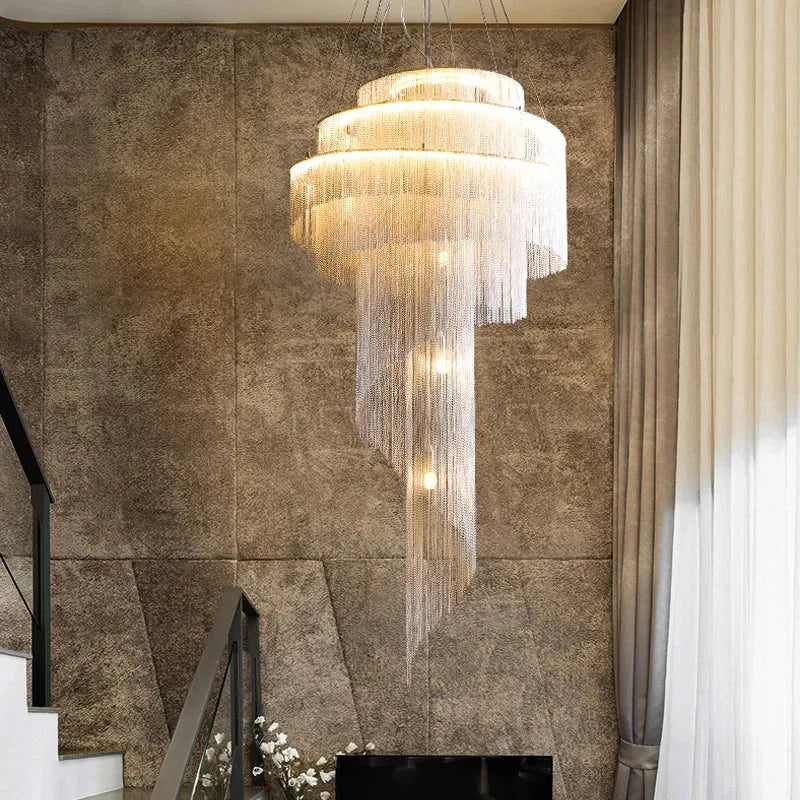 Alisa Luxury Aluminum Chain Tassel Ring Multilayer Chandelier 47'' 59'' 67''H