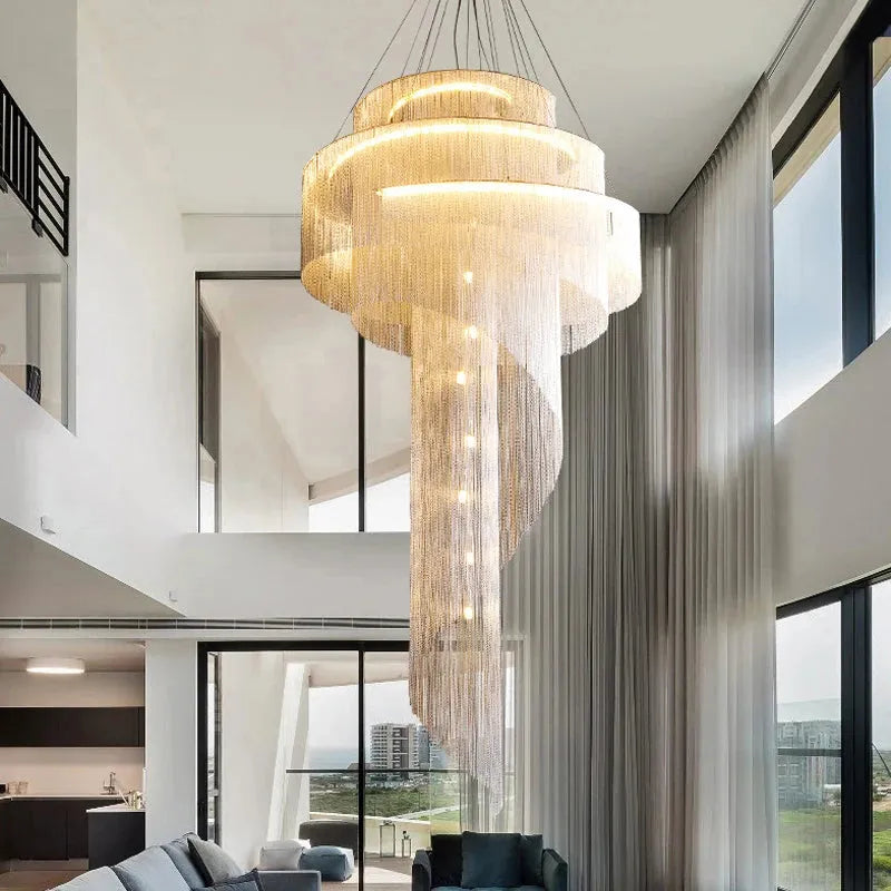 Alisa Luxury Aluminum Chain Tassel Ring Multilayer Chandelier 47'' 59'' 67''H