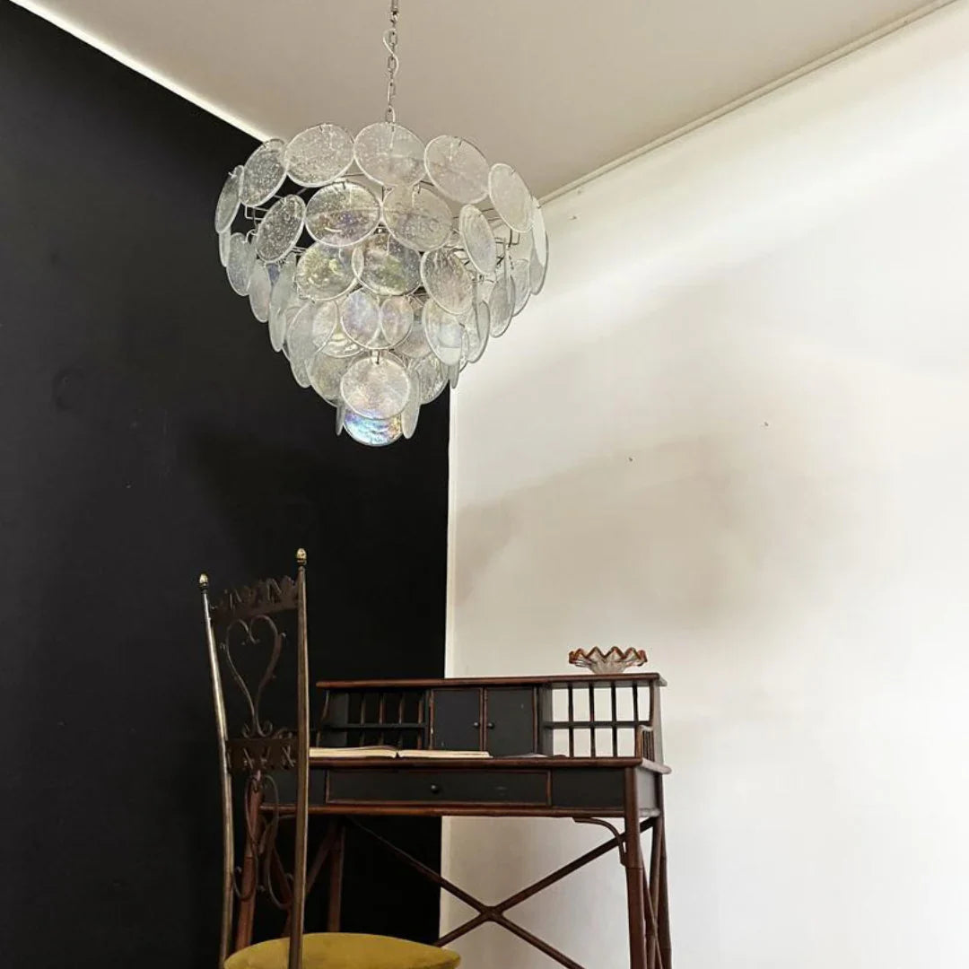 Elegant Murano Disc Iridescent Chandelier 27.6"