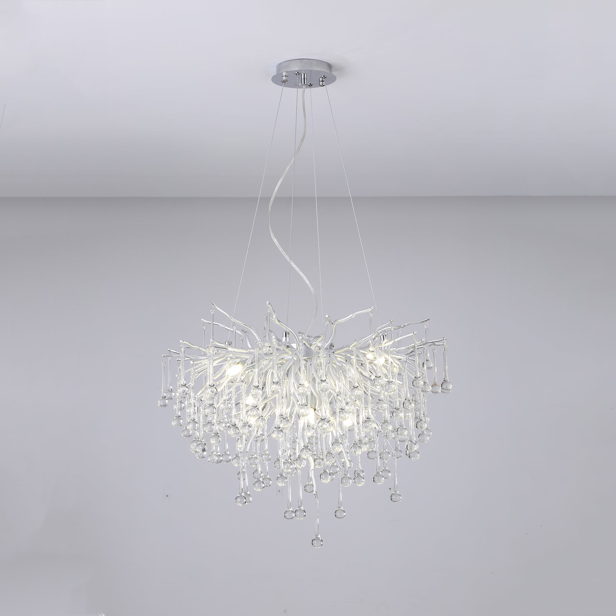 Tree Crystal Chandelier,Silver 23.62" D