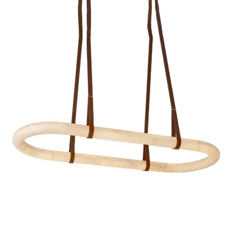 Leather Circle Alabaster Chandelier