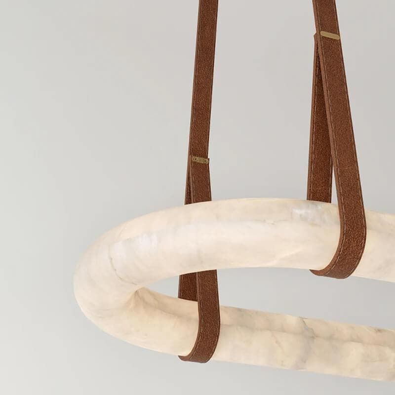 Leather Circle Alabaster Chandelier