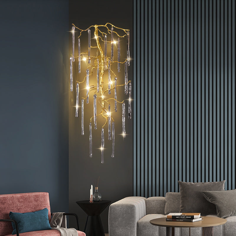 Ice Strip Crystal Branch Wall Sconce