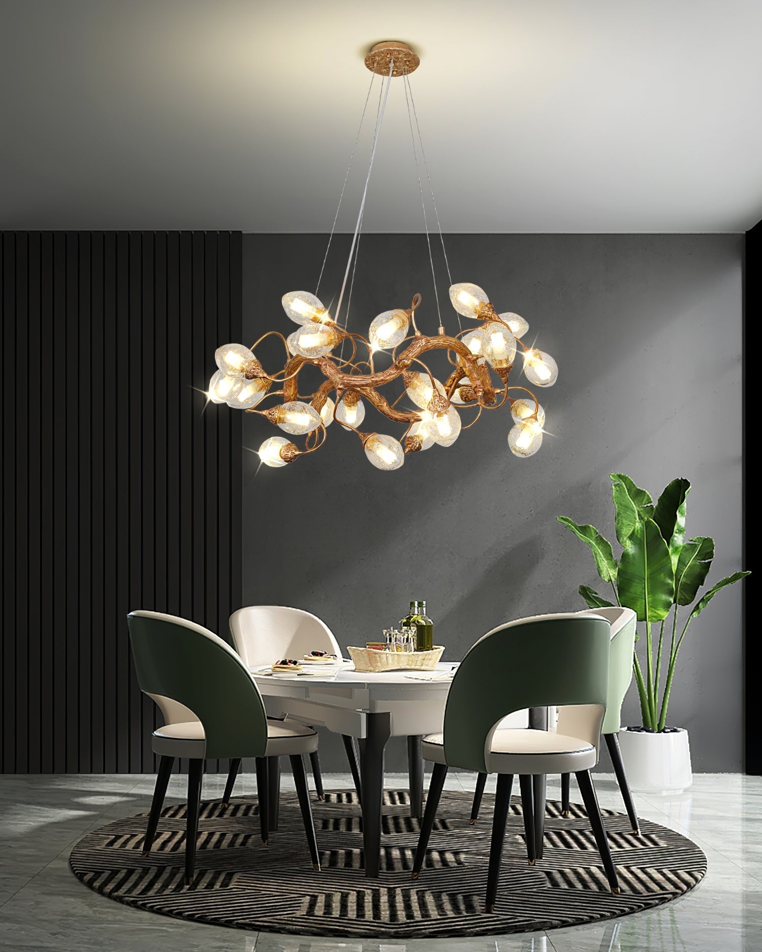 Lotus Bud Brass Chandeliers