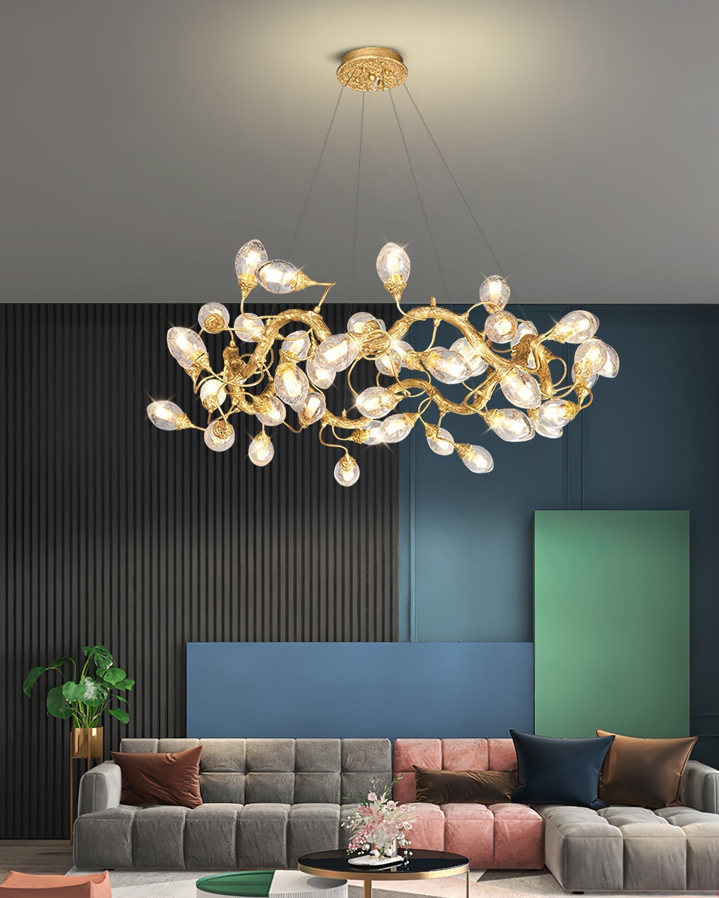 Lotus Bud Brass Chandeliers