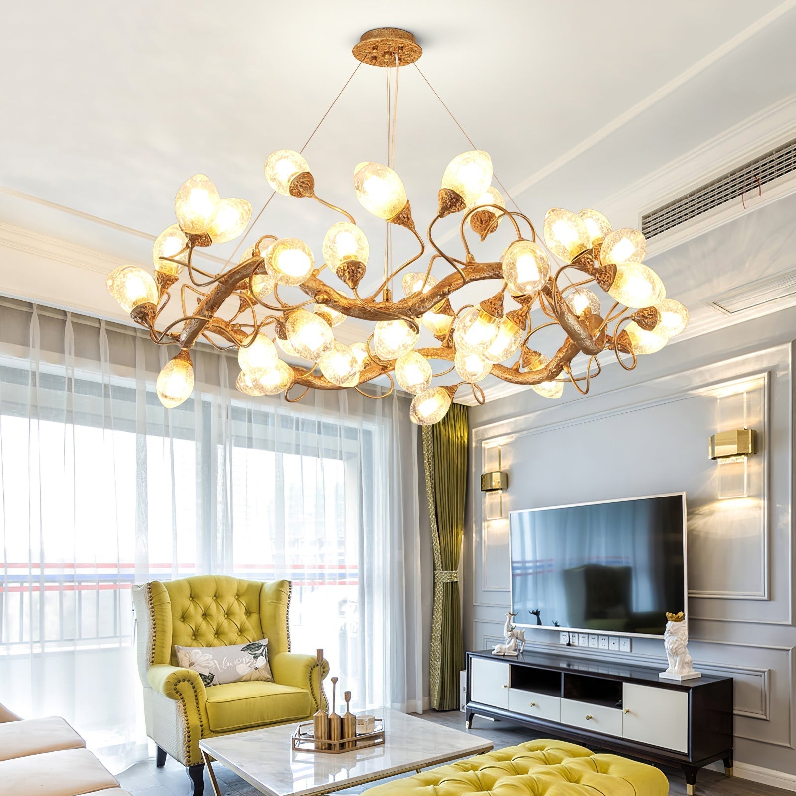 Lotus Bud Brass Chandeliers