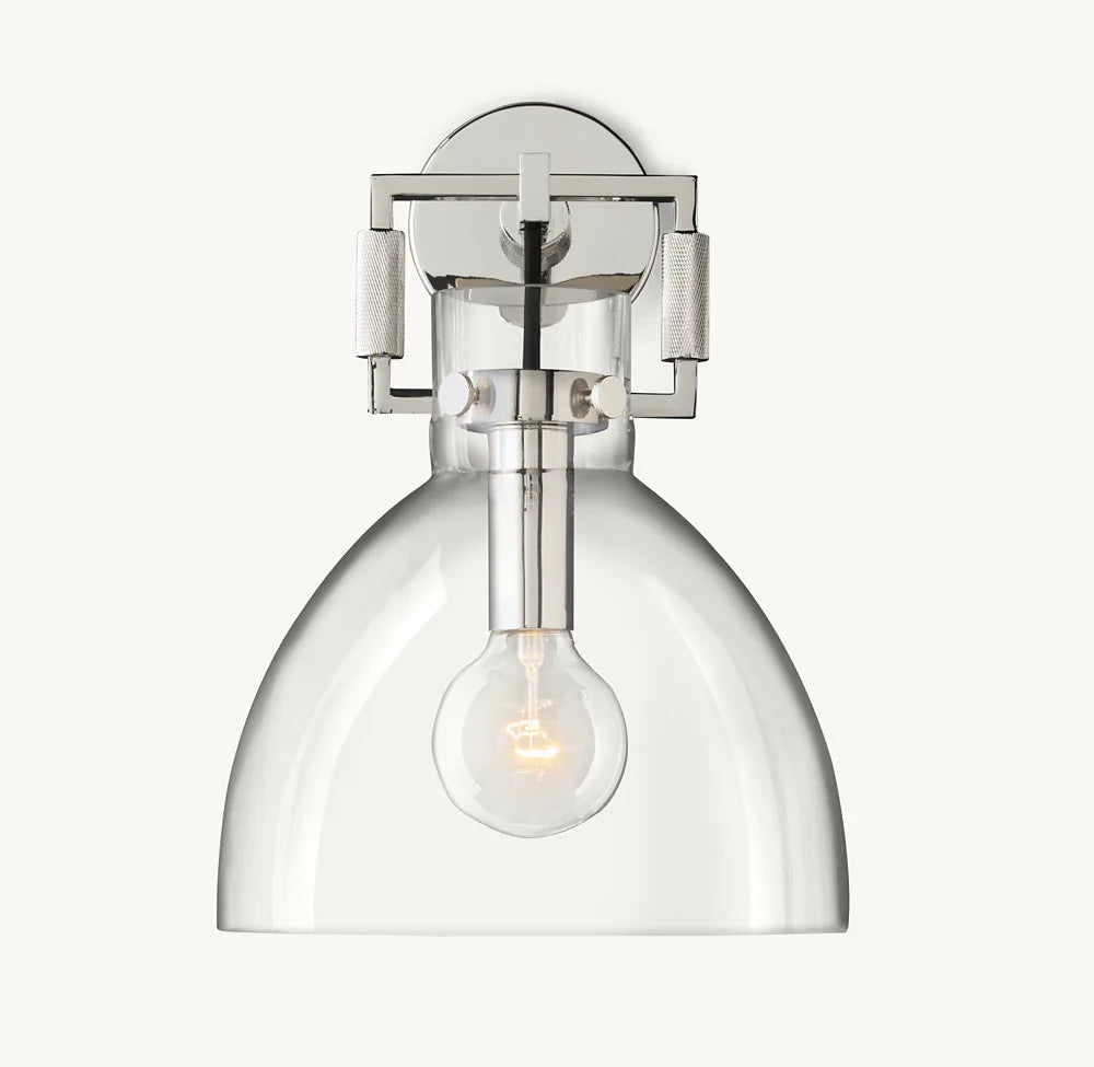 MACHINIST GLASS CLOCHE SCONCE 10"