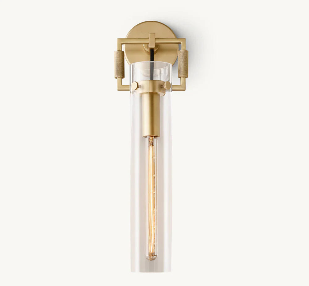 MACHINIST GLASS CYLINDER SCONCE 16"